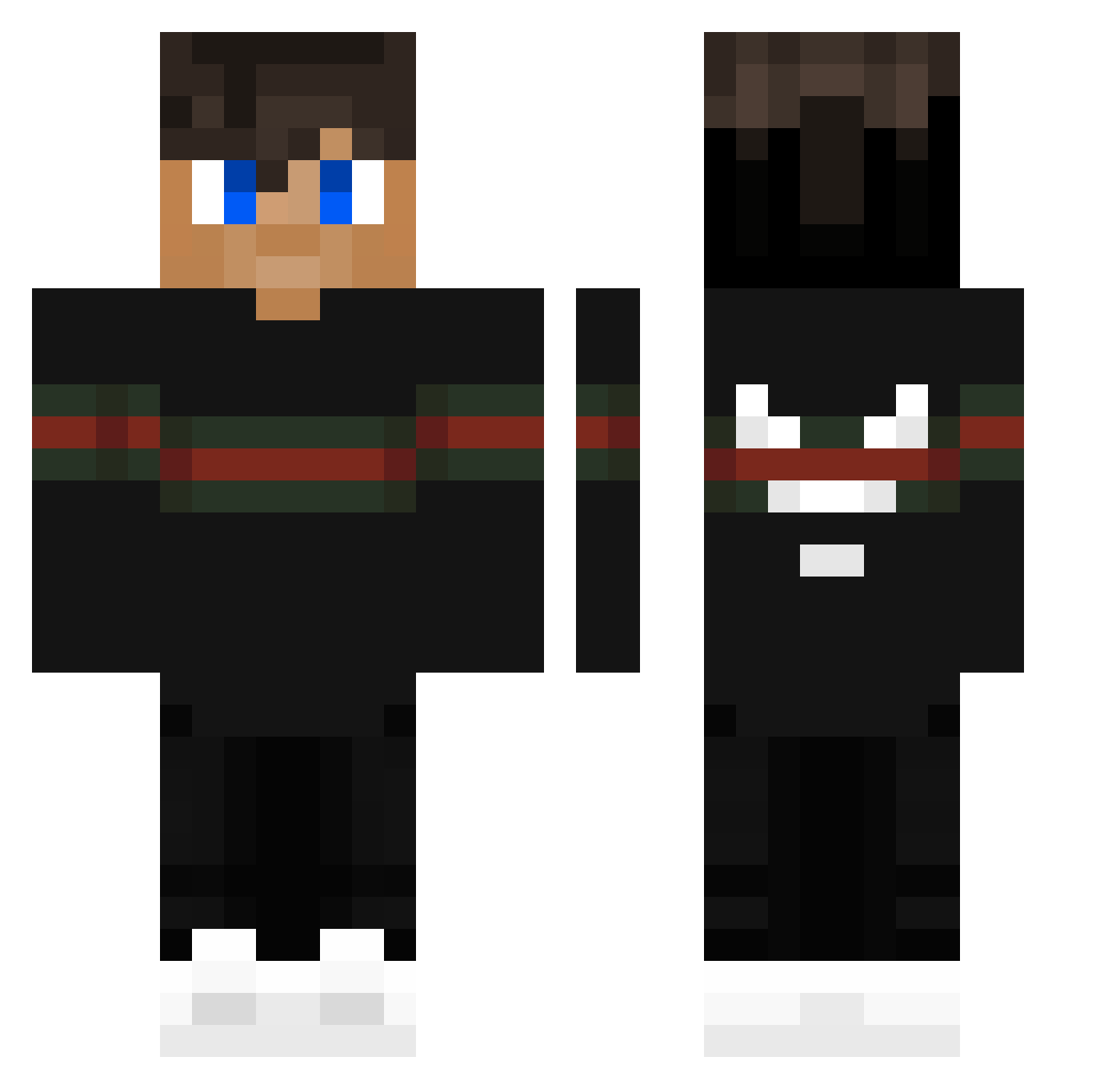 Quifinity Minecraft skin, front and back view