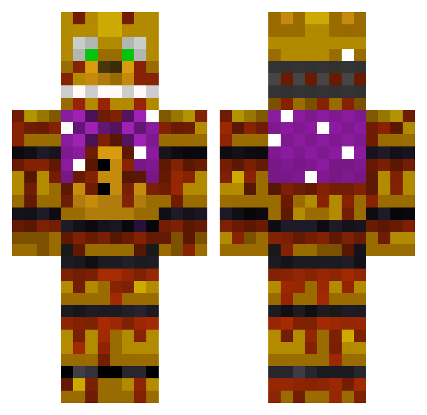 FallingSosse Minecraft skin, front and back view