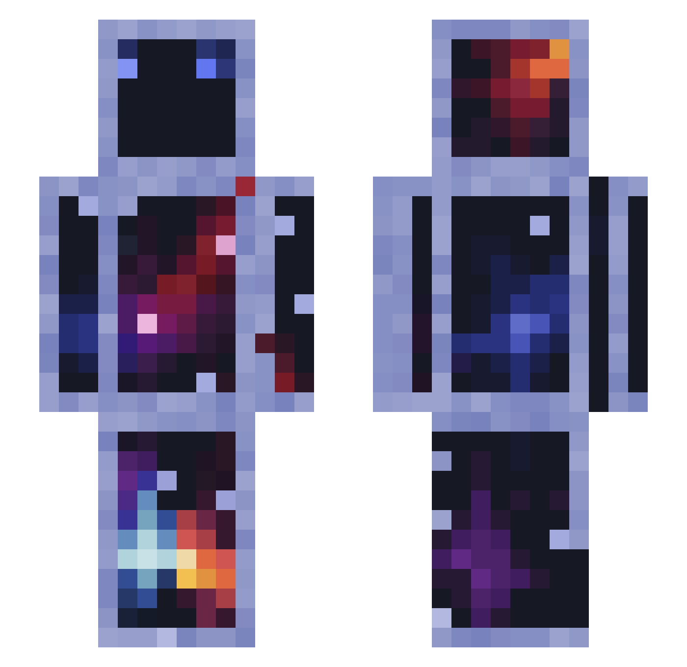 Gavolotl Minecraft skin, front and back view