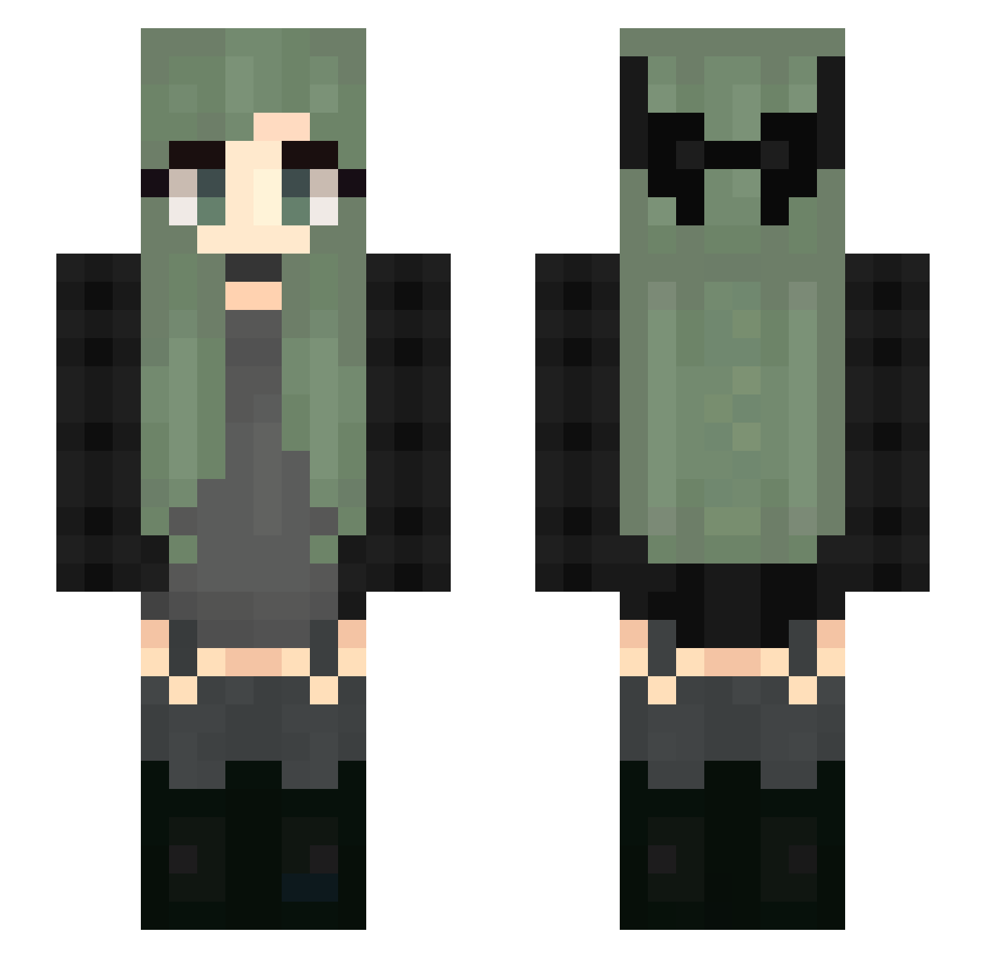 sleepybeanie Minecraft skin, front and back view