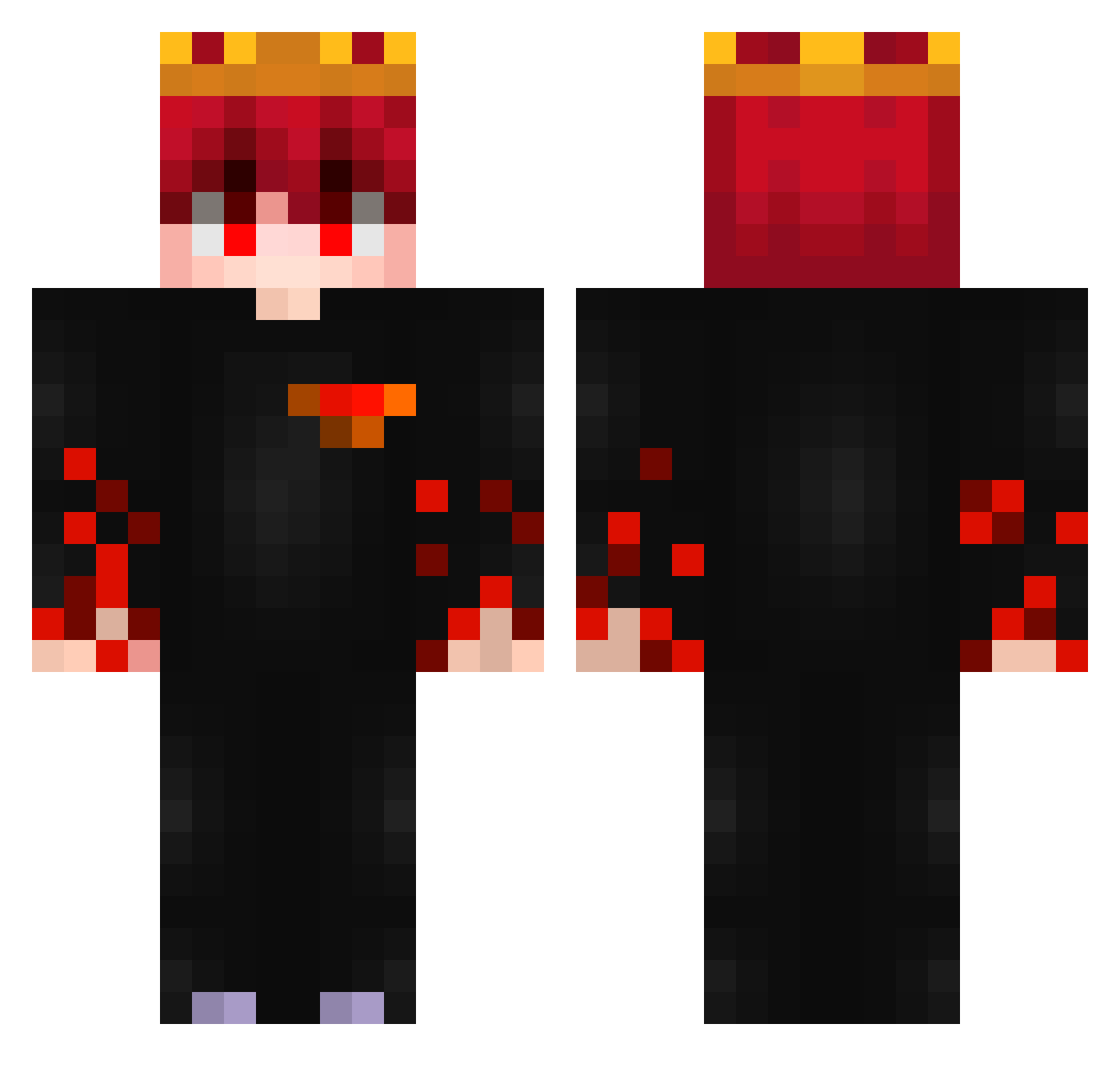 SOUPrime Minecraft skin, front and back view