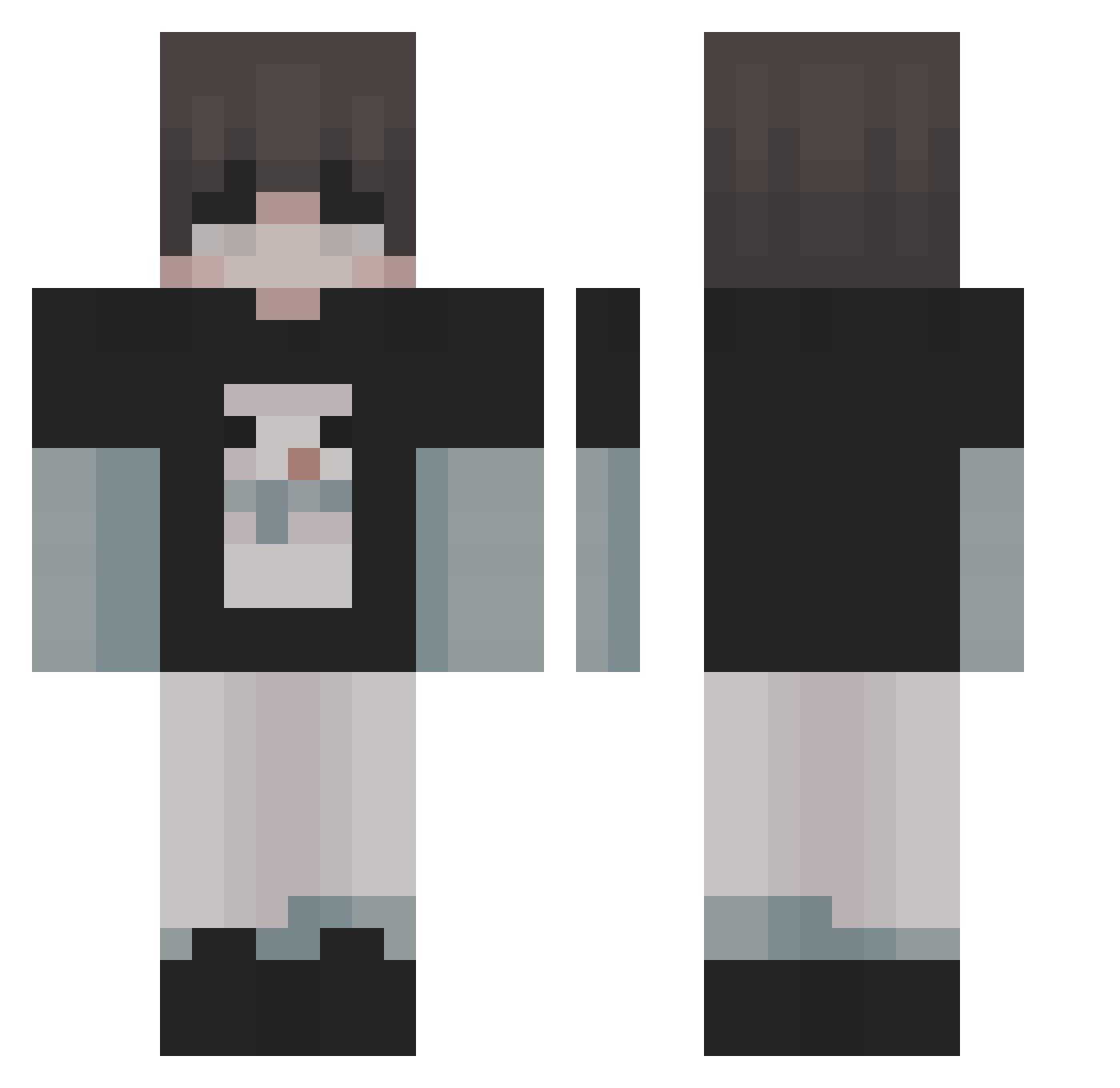 Schlane Minecraft skin, front and back view