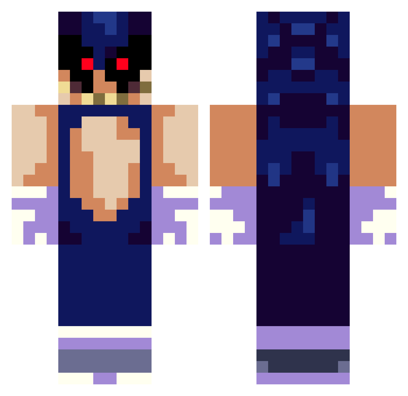 WuzzyPanker Minecraft skin, front and back view