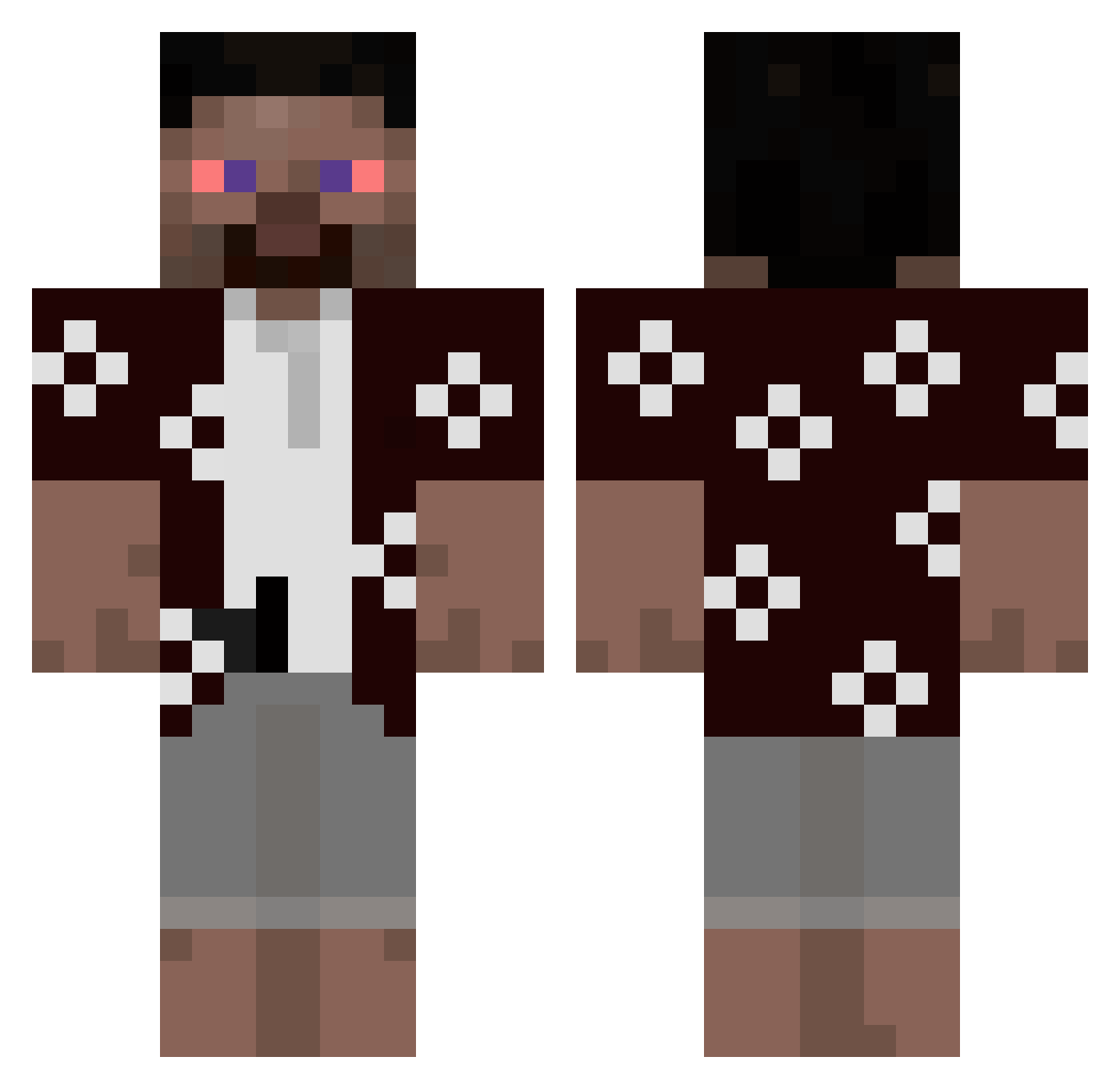 JoMo13 Minecraft skin, front and back view