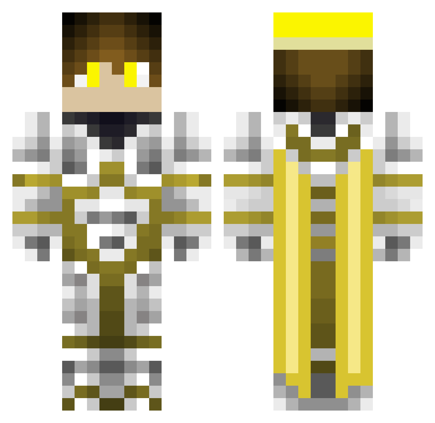 xViego Minecraft skin, front and back view