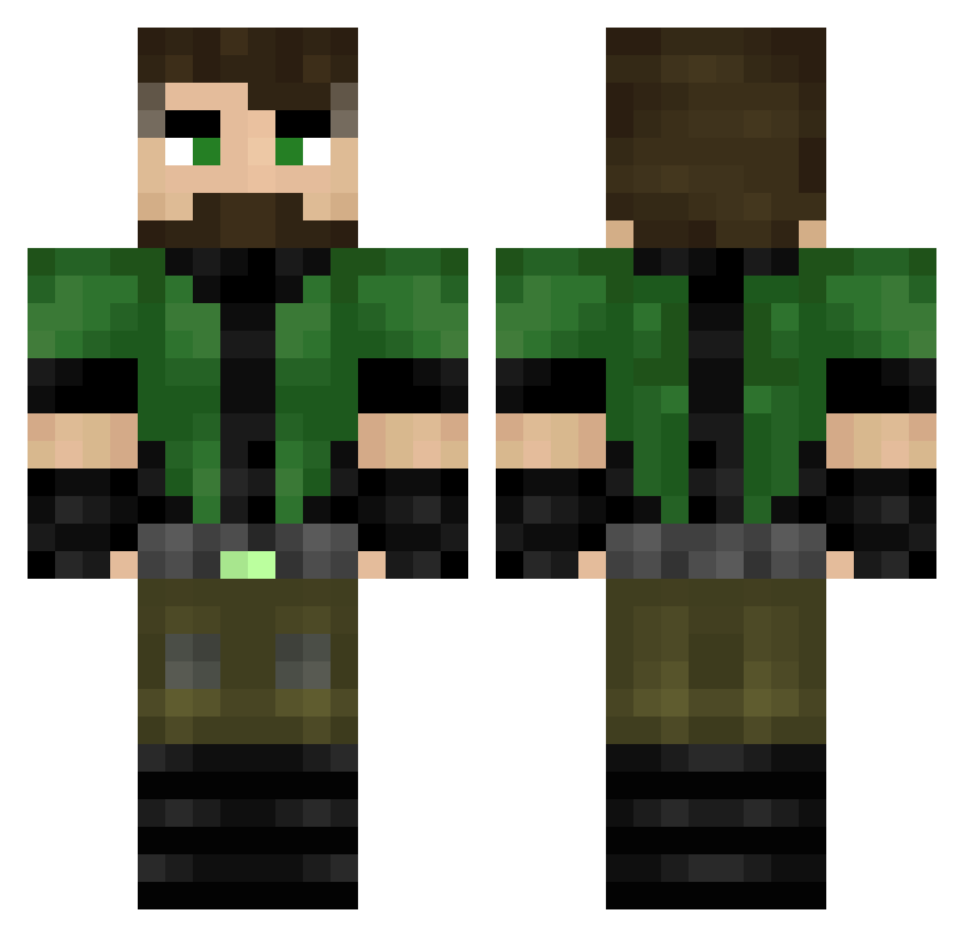 Jasbarth Minecraft skin, front and back view