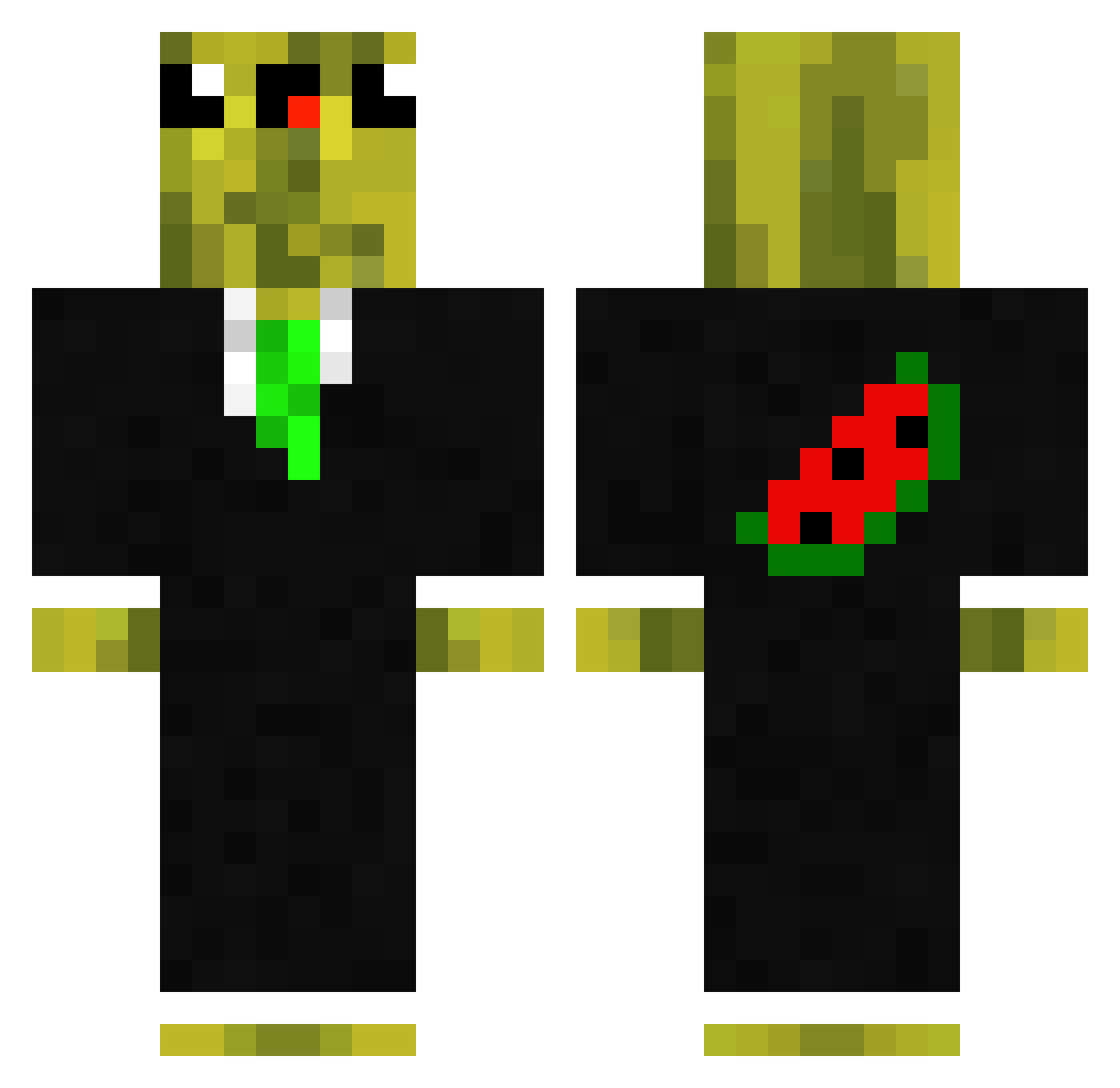 KingOfAllMelons Minecraft skin, front and back view