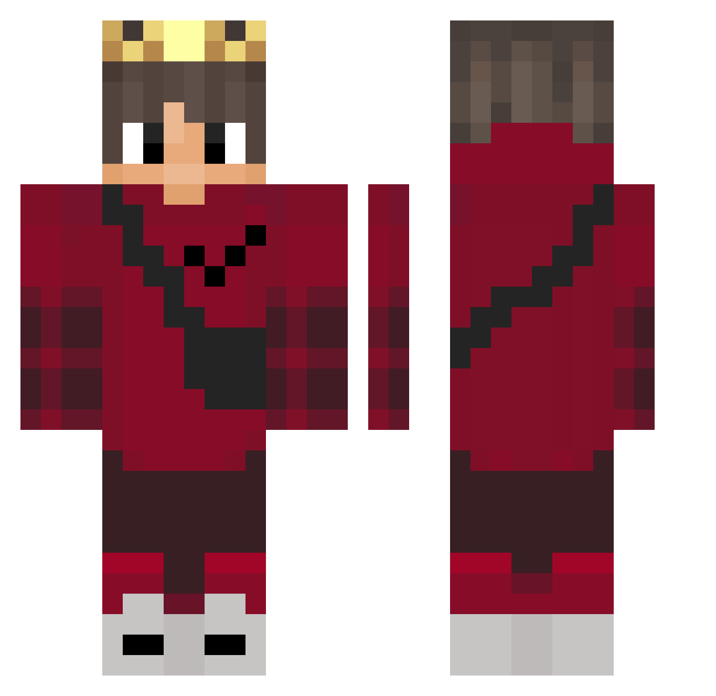 natiking2012 Minecraft skin, front and back view