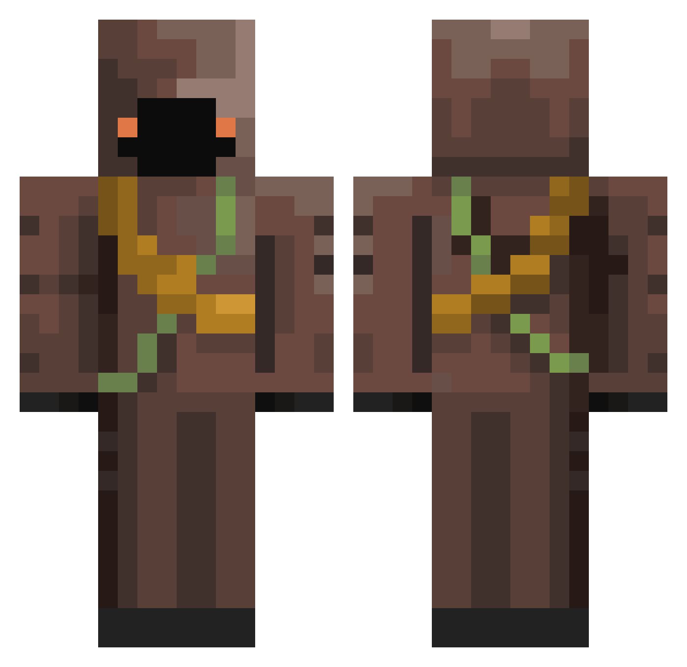 EmuDuck Minecraft skin, front and back view