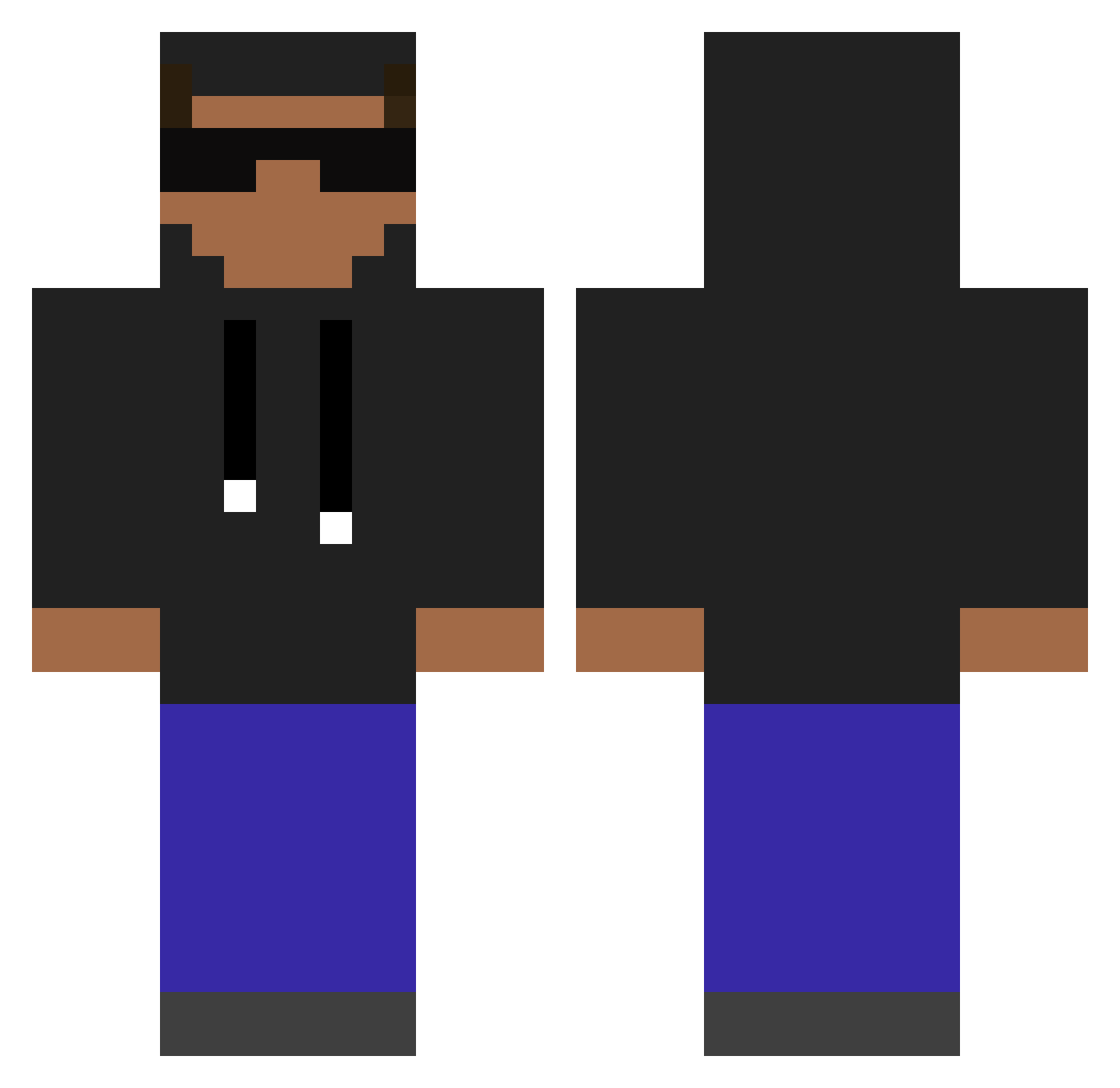 Rhymeless Minecraft skin, front and back view
