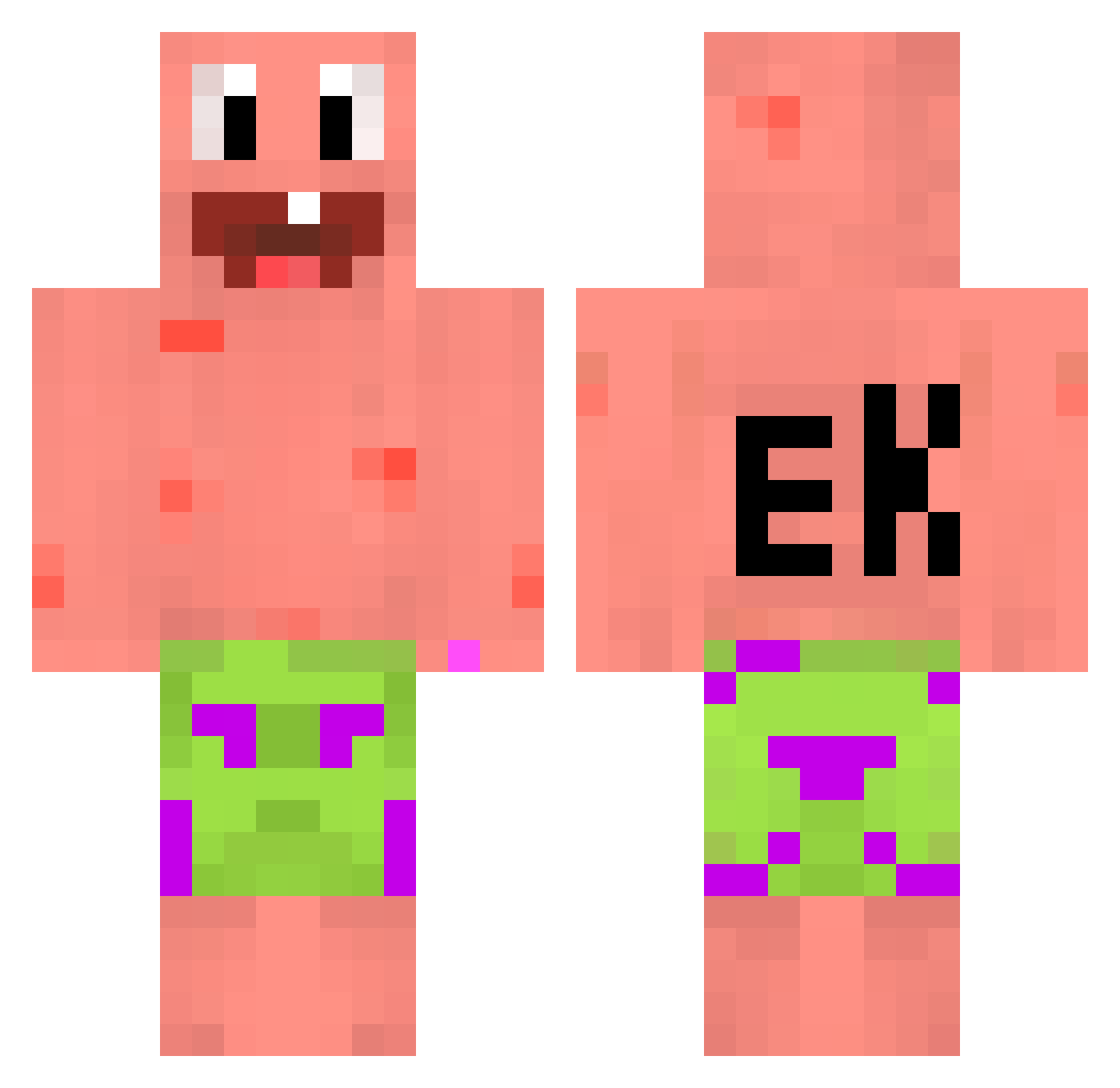 Vcadox Minecraft skin, front and back view