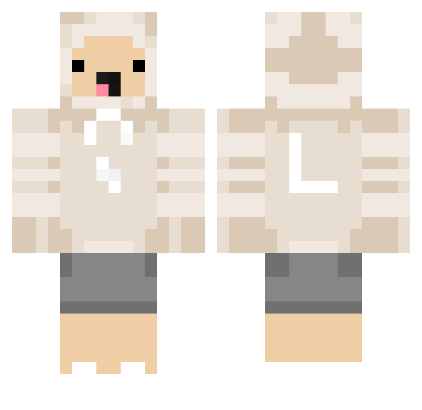 xiLoves Minecraft skin, front and back view