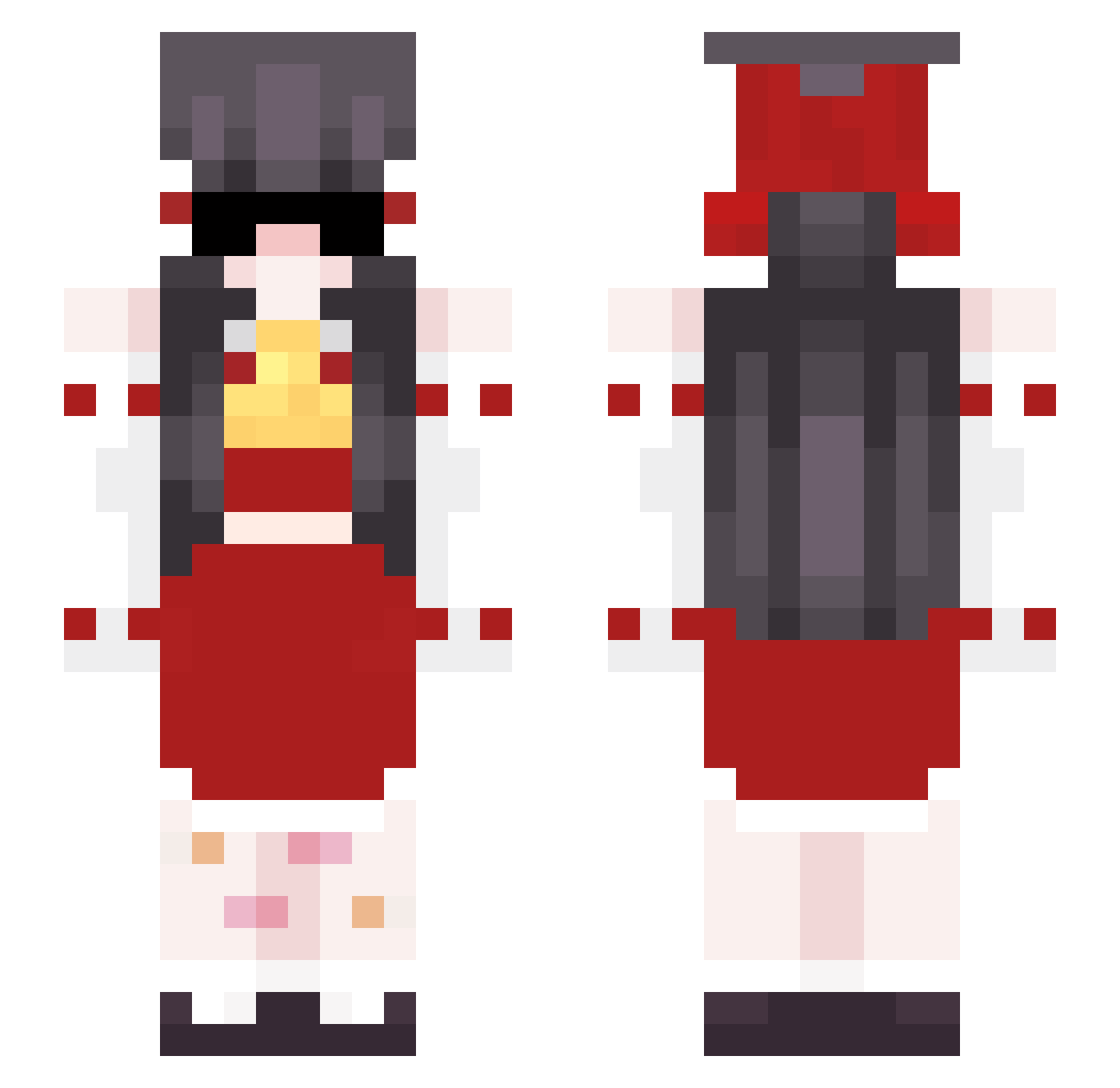 superscriipt Minecraft skin, front and back view