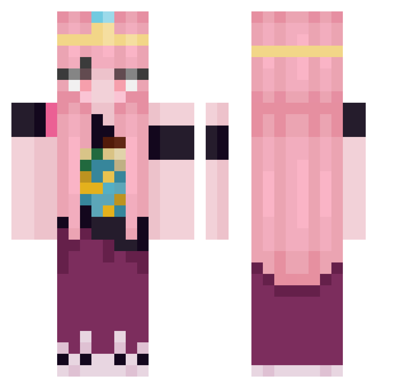 gfortega Minecraft skin, front and back view
