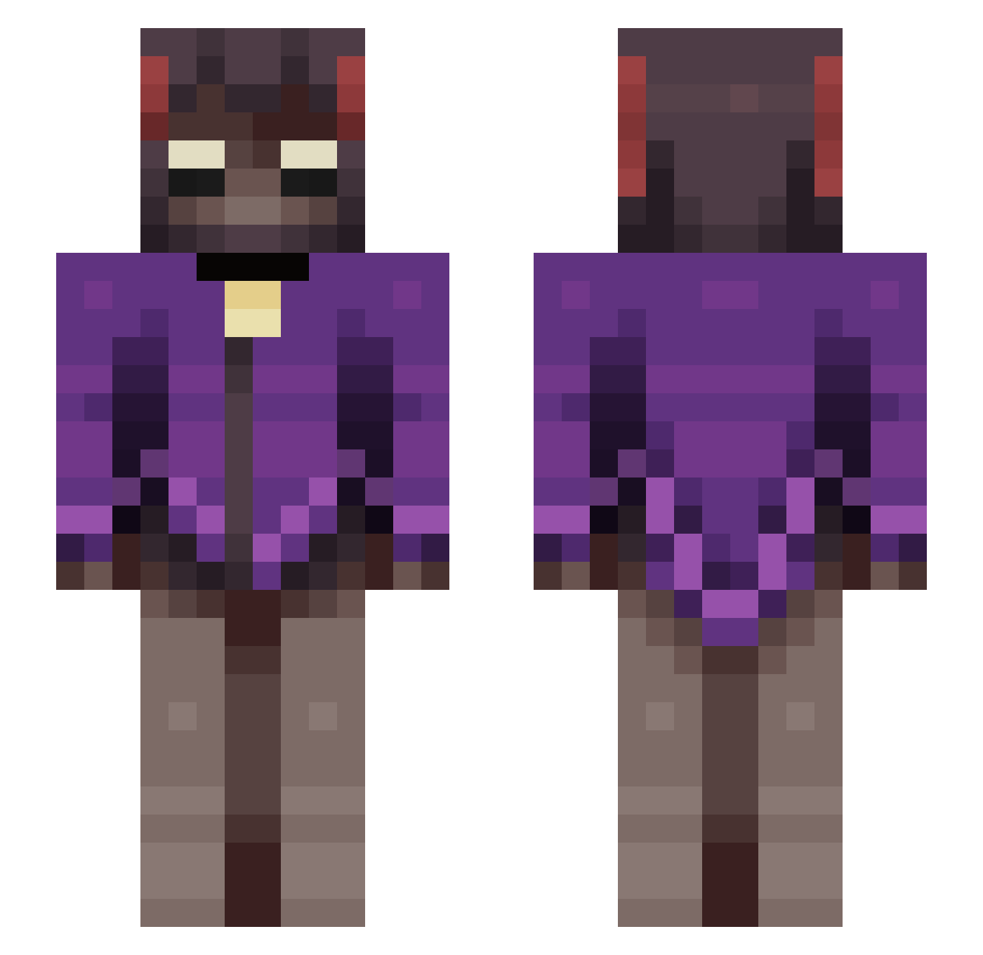 NotUrNarrator Minecraft skin, front and back view