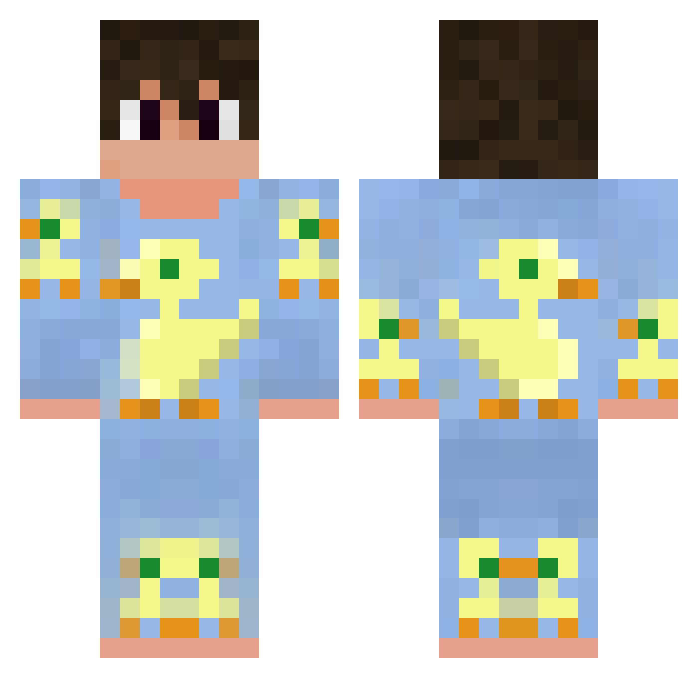 qllen Minecraft skin, front and back view