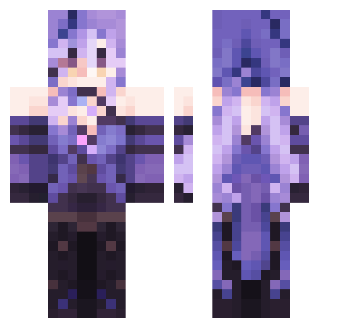 STarteu Minecraft skin, front and back view