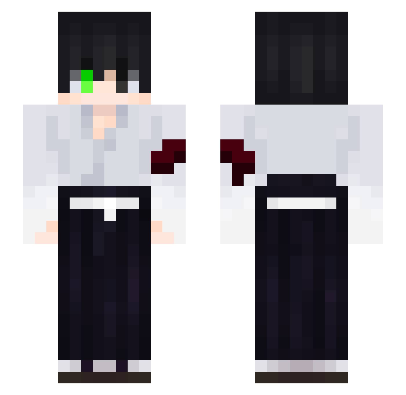 Brebart Minecraft skin, front and back view