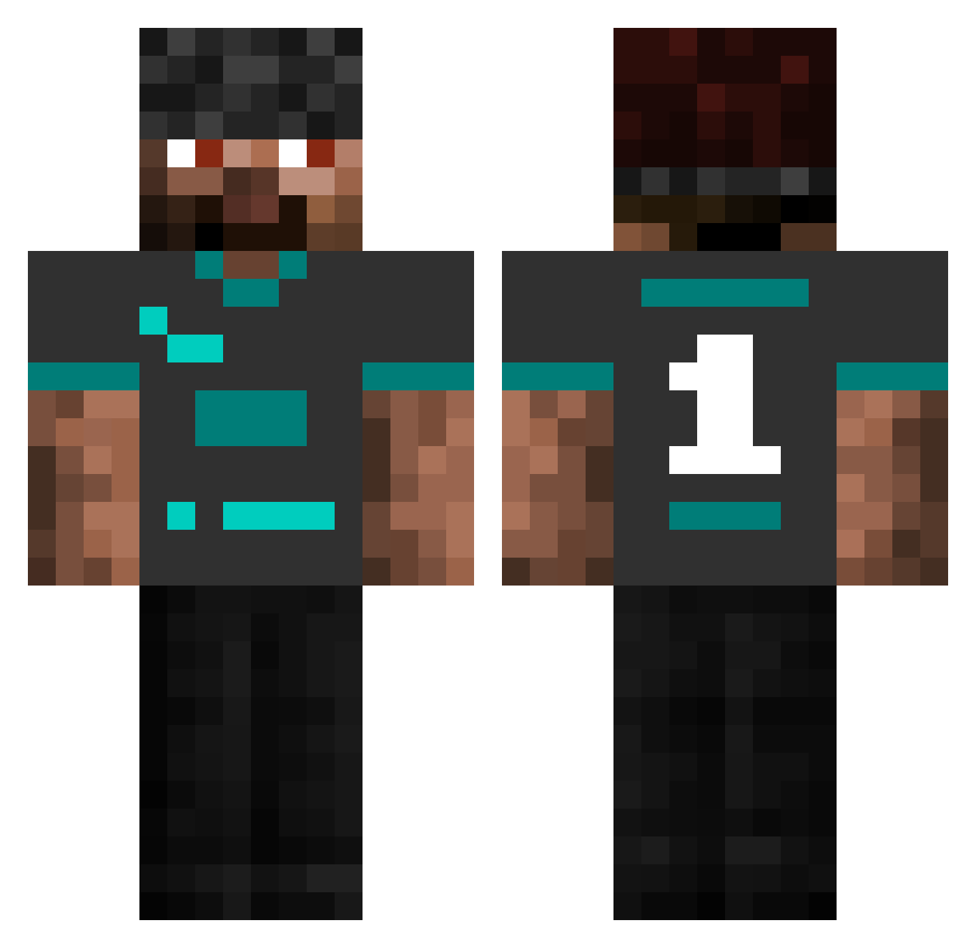 pb_k Minecraft skin, front and back view