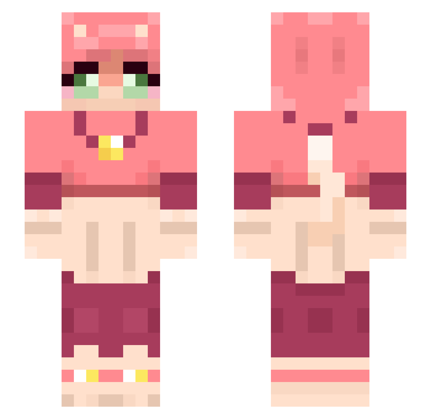 evynuva Minecraft skin, front and back view