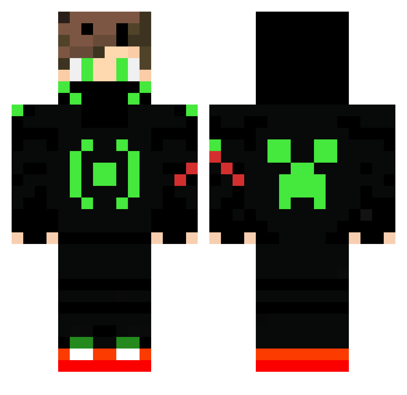 Lavadron Minecraft skin, front and back view