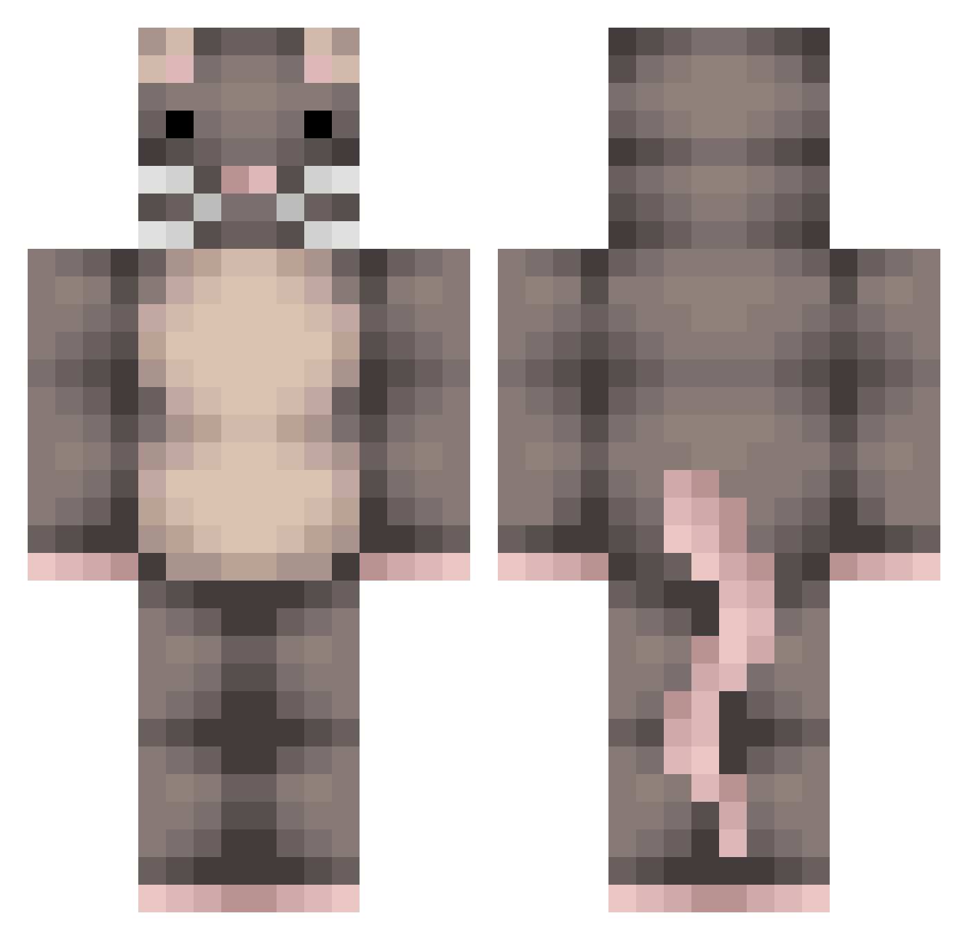 Deadman3 Minecraft skin, front and back view