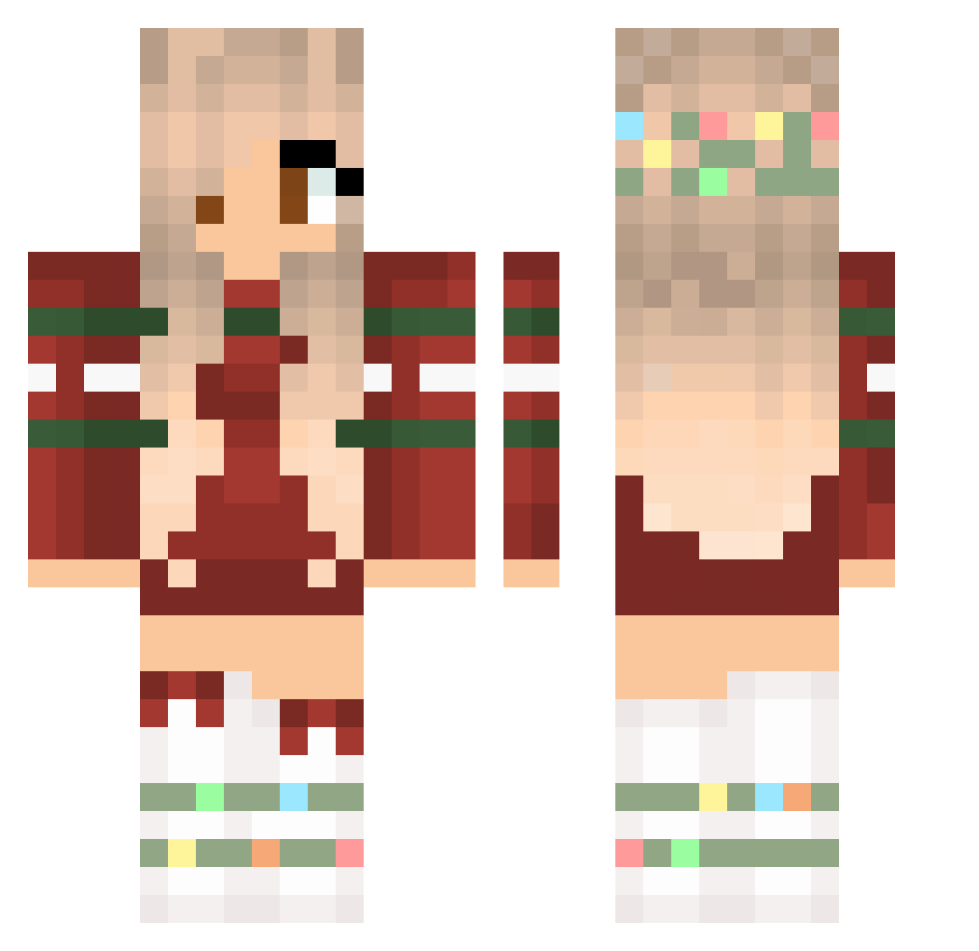 H99A Minecraft skin, front and back view