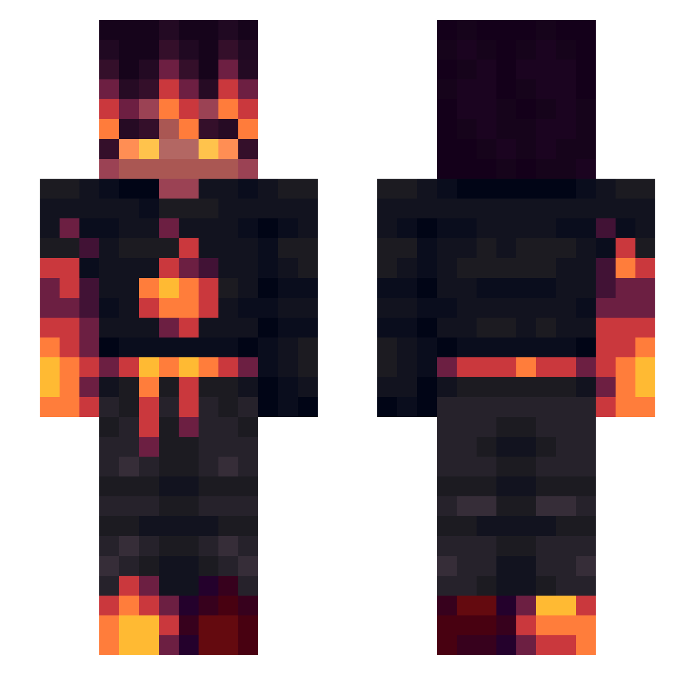 MCMertt Minecraft skin, front and back view
