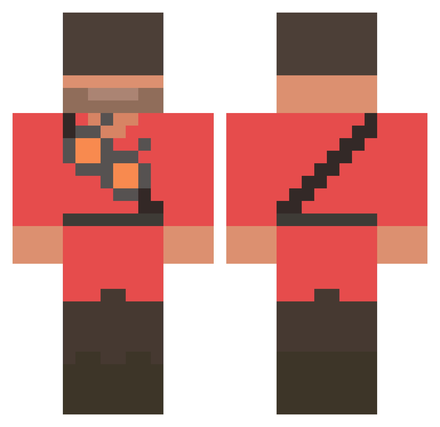 Death3mblem Minecraft skin, front and back view