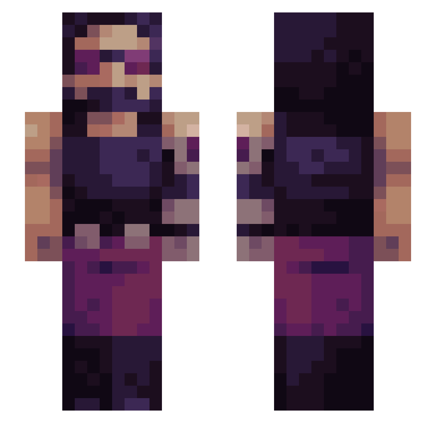 Sykras Minecraft skin, front and back view