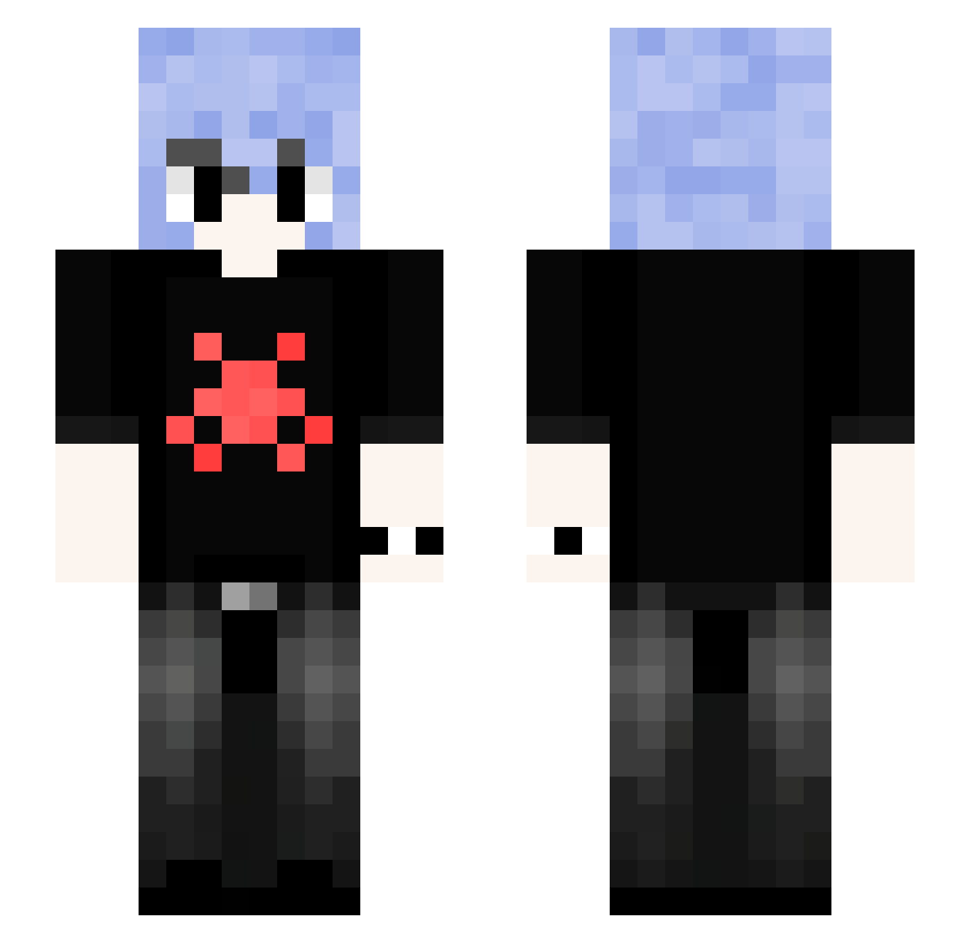 jevill Minecraft skin, front and back view