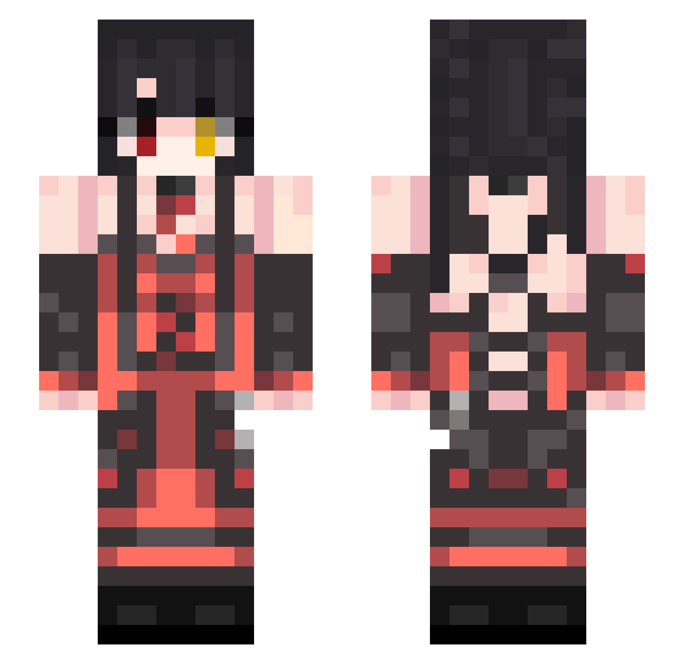 yoko0916 Minecraft skin, front and back view