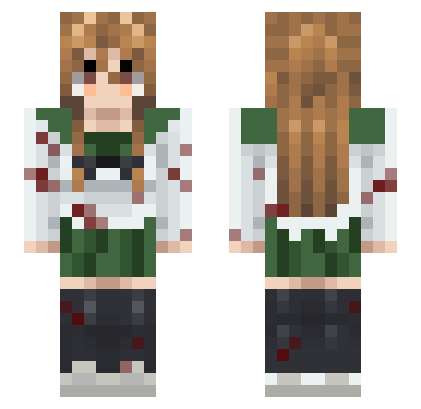 thiccthotpocket Minecraft skin, front and back view