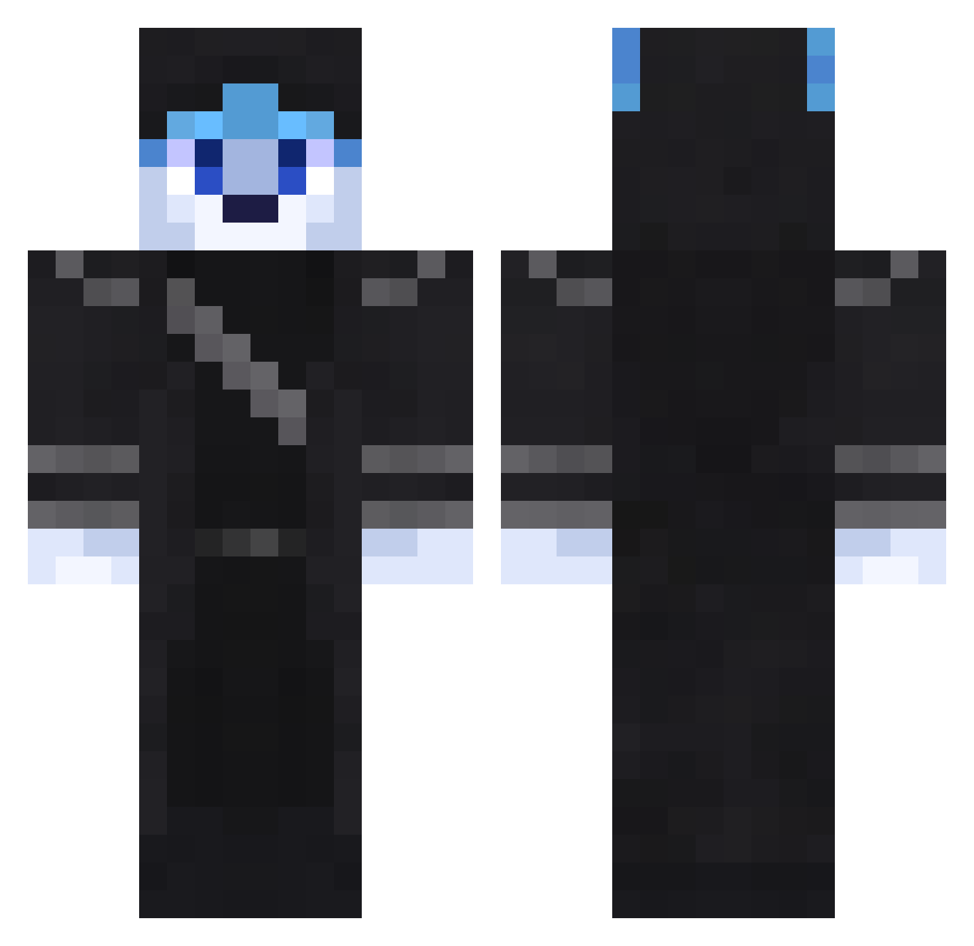 Wusky9 Minecraft skin, front and back view