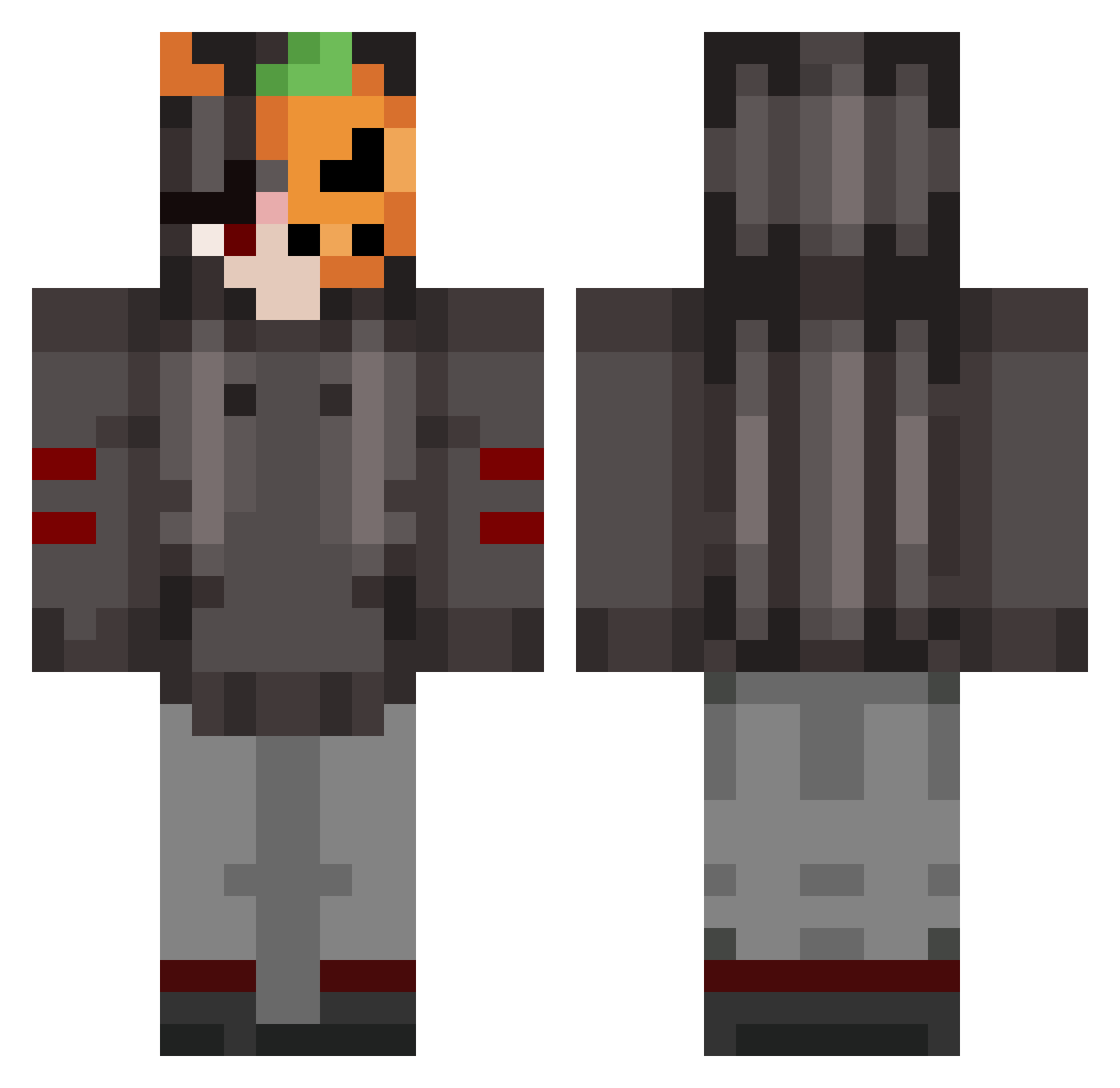 Dyoxide Minecraft skin, front and back view