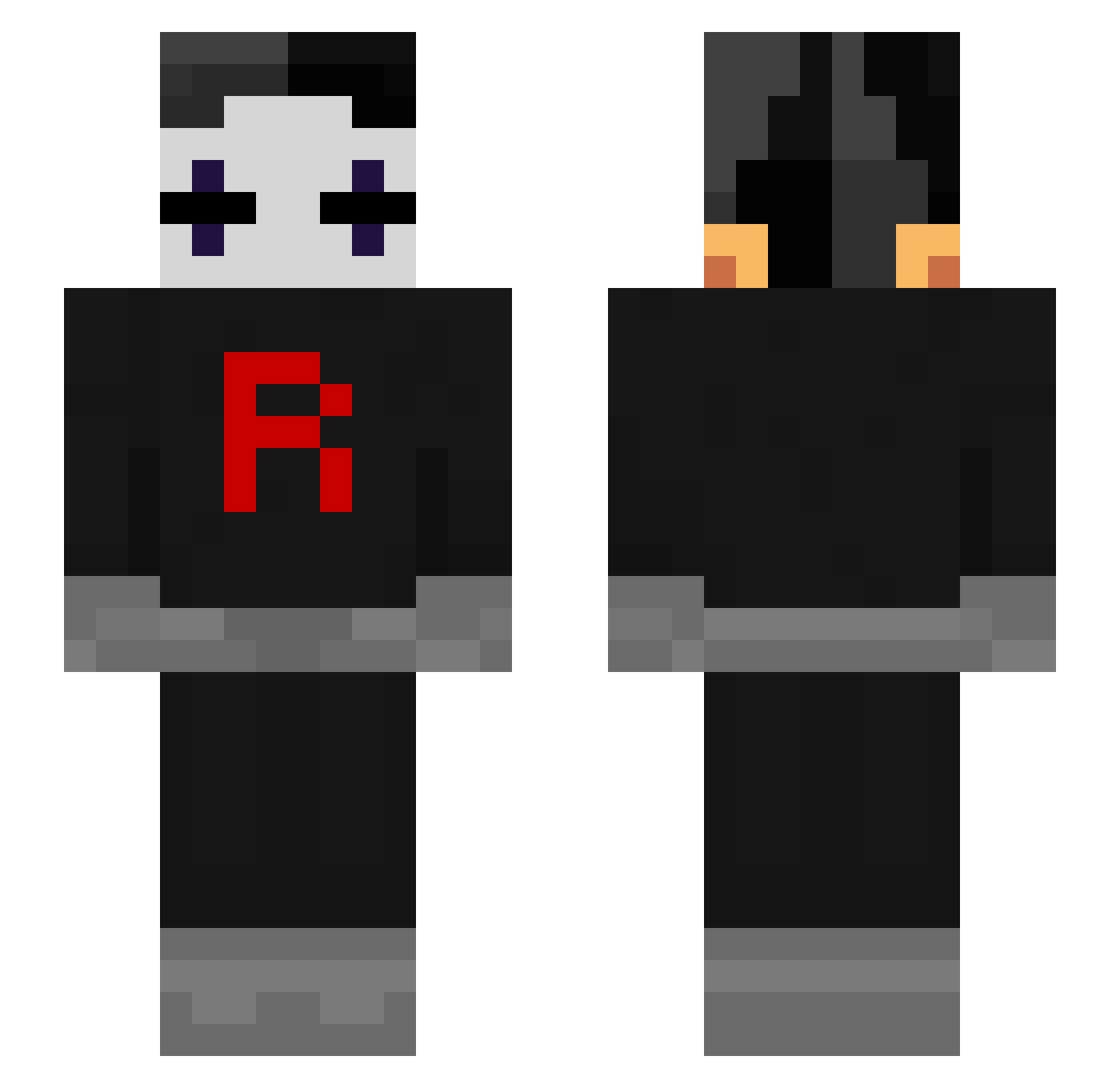 Aqselair Minecraft skin, front and back view