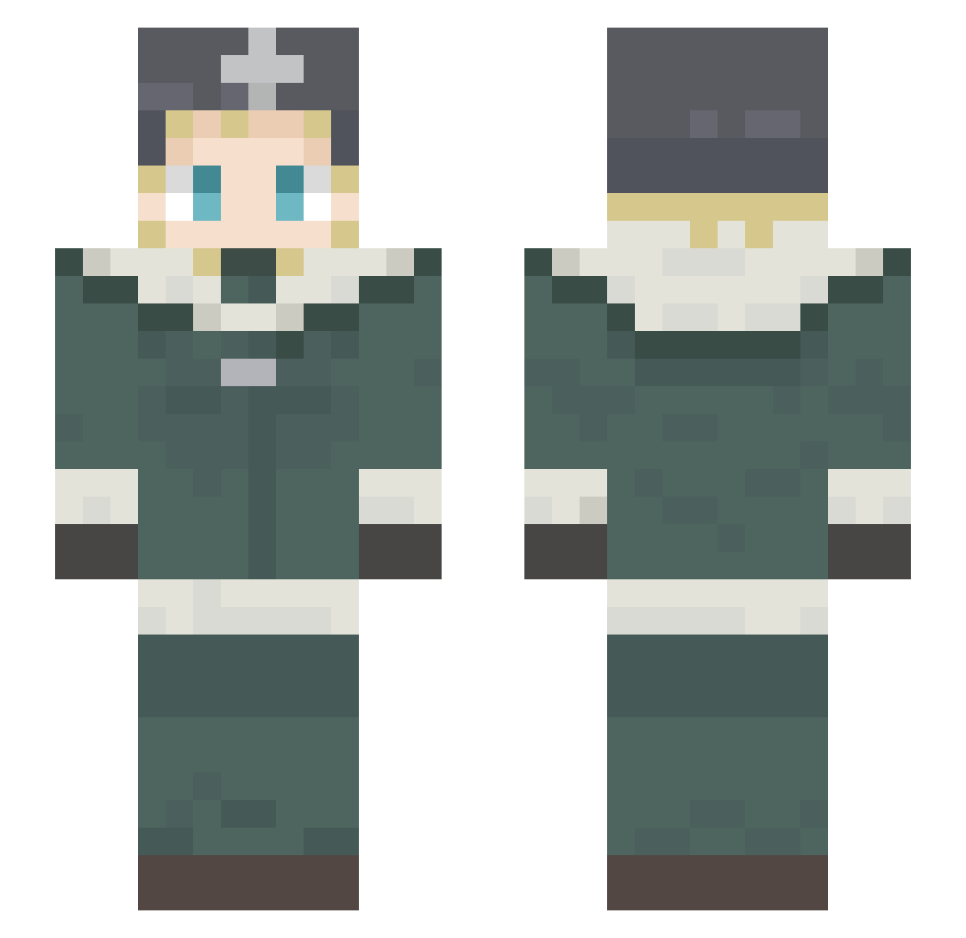 RealYuuriGLT Minecraft skin, front and back view
