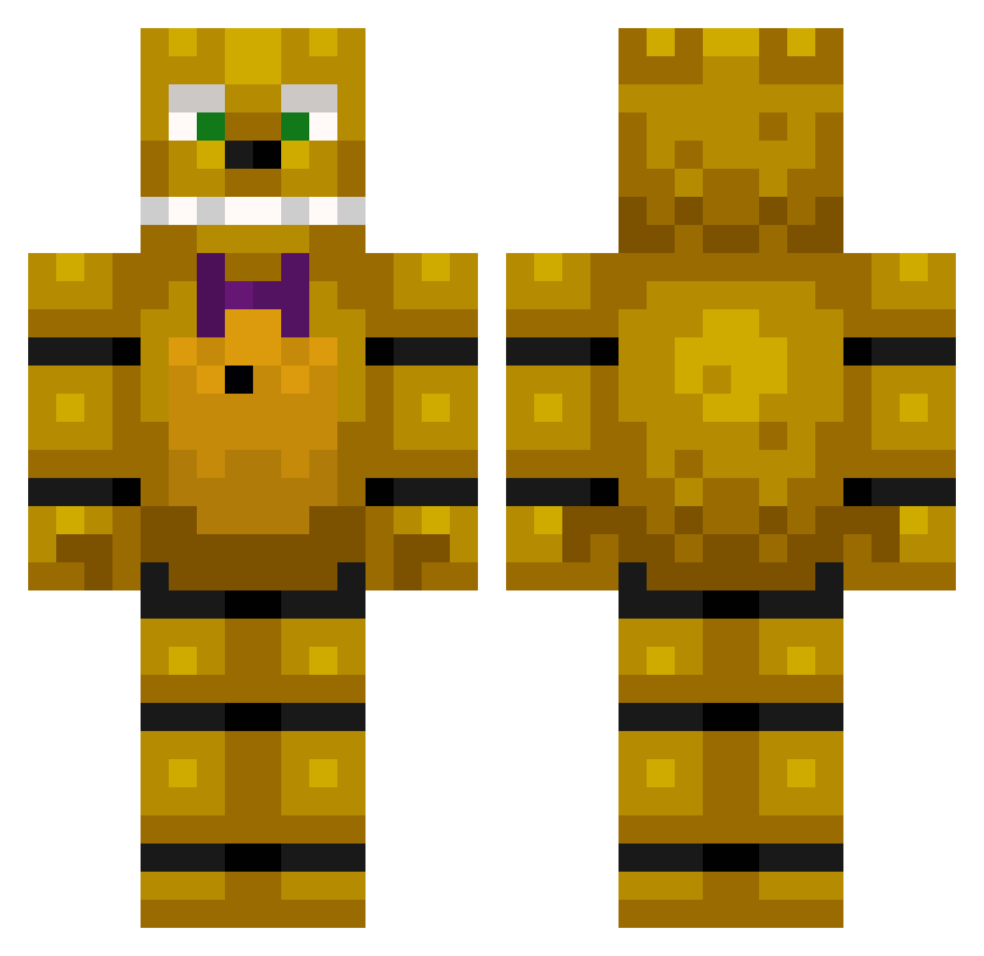 UnixFang Minecraft skin, front and back view