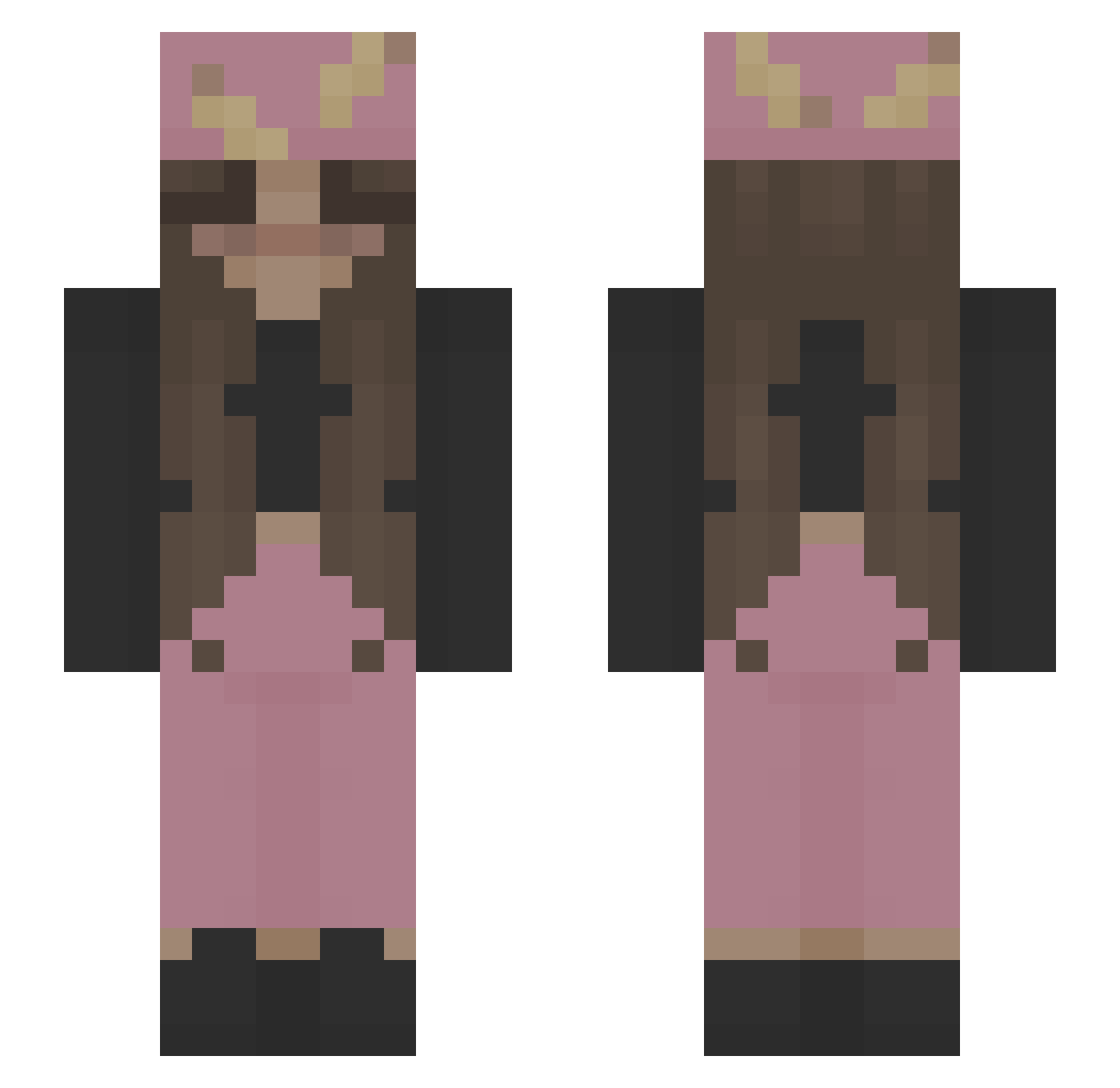 HotPinks Minecraft skin, front and back view