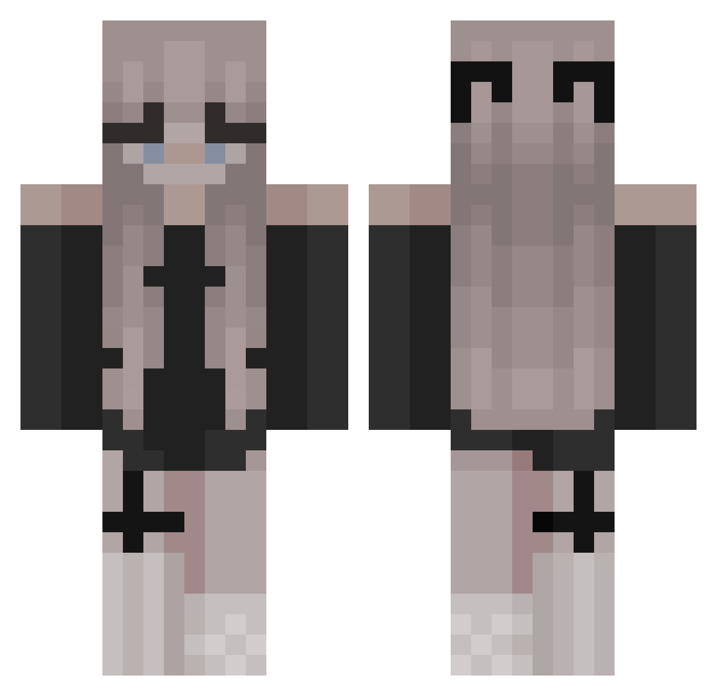 Kazoozs Minecraft skin, front and back view