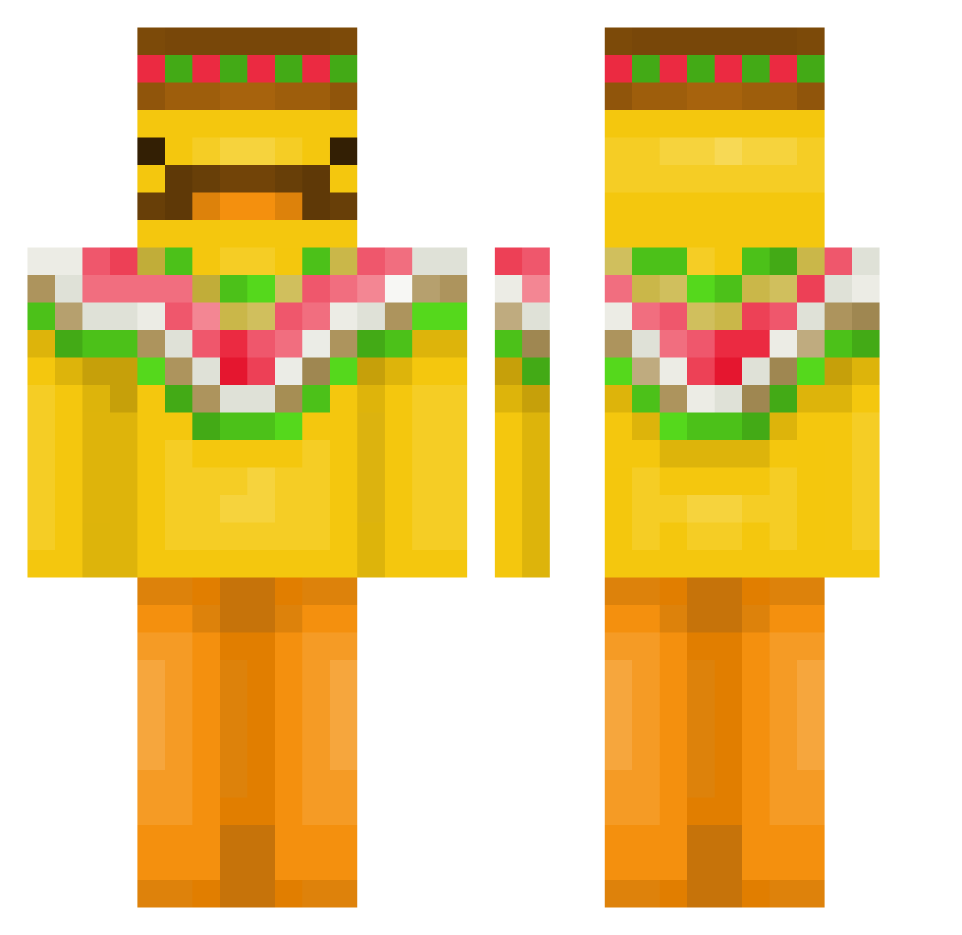 JoelKlone Minecraft skin, front and back view