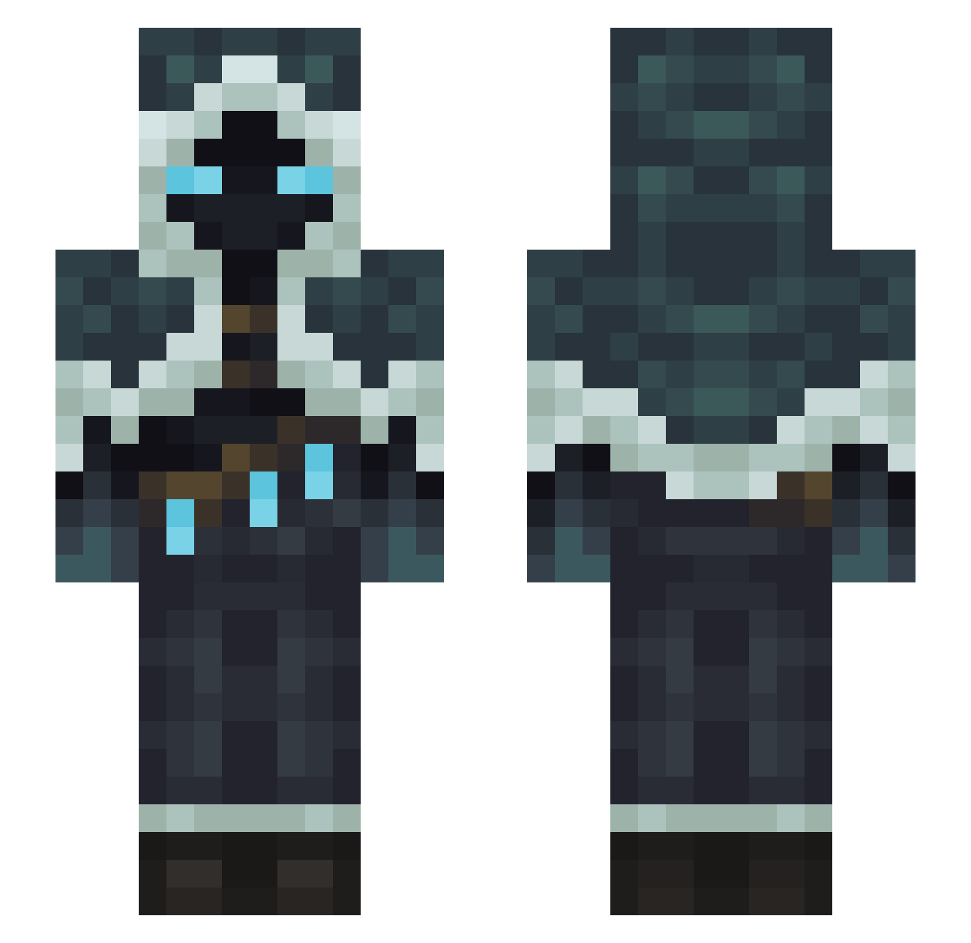 BlackBlizzards Minecraft skin, front and back view