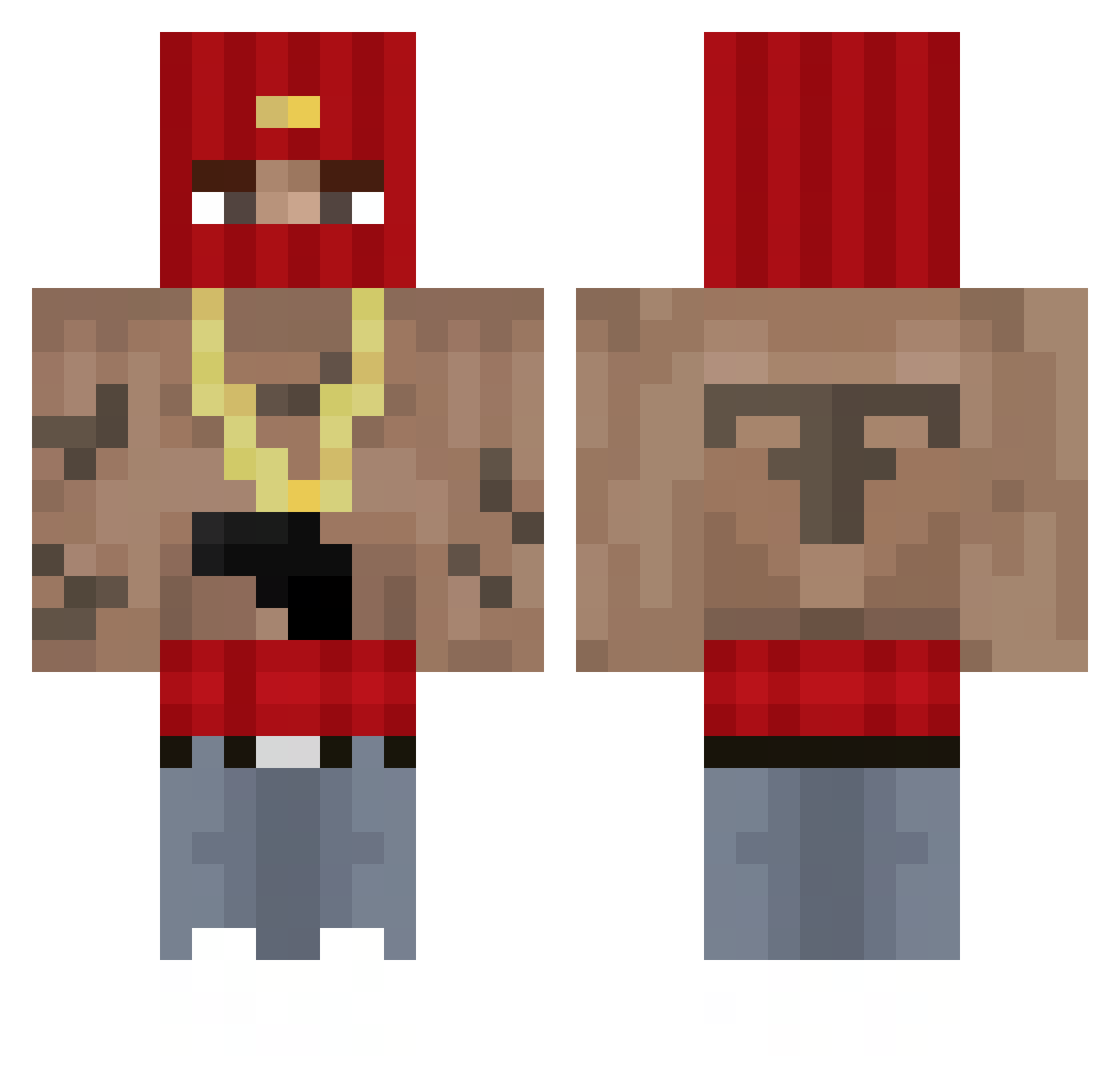 Sxuss Minecraft skin, front and back view