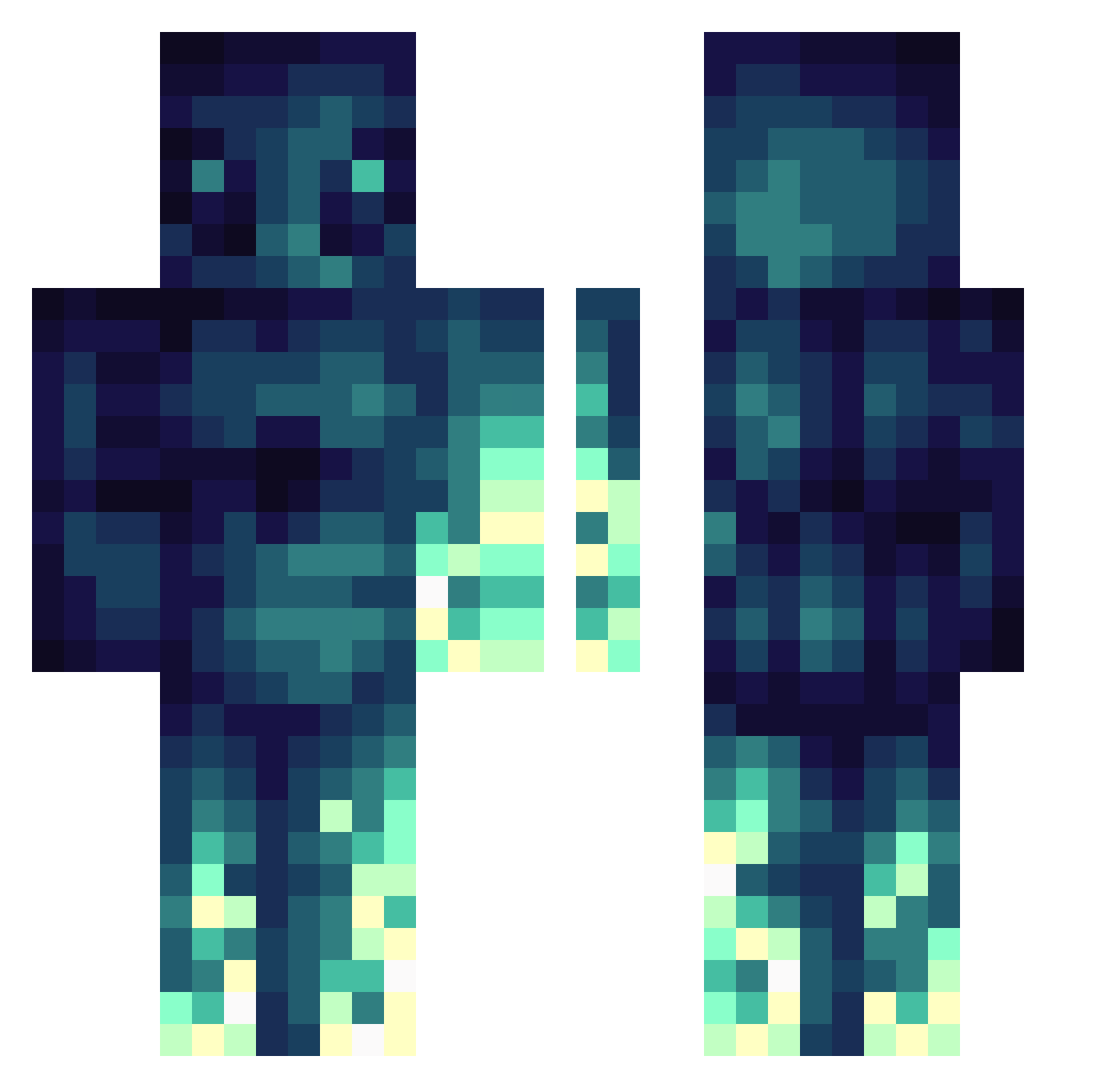Flusterated Minecraft skin, front and back view