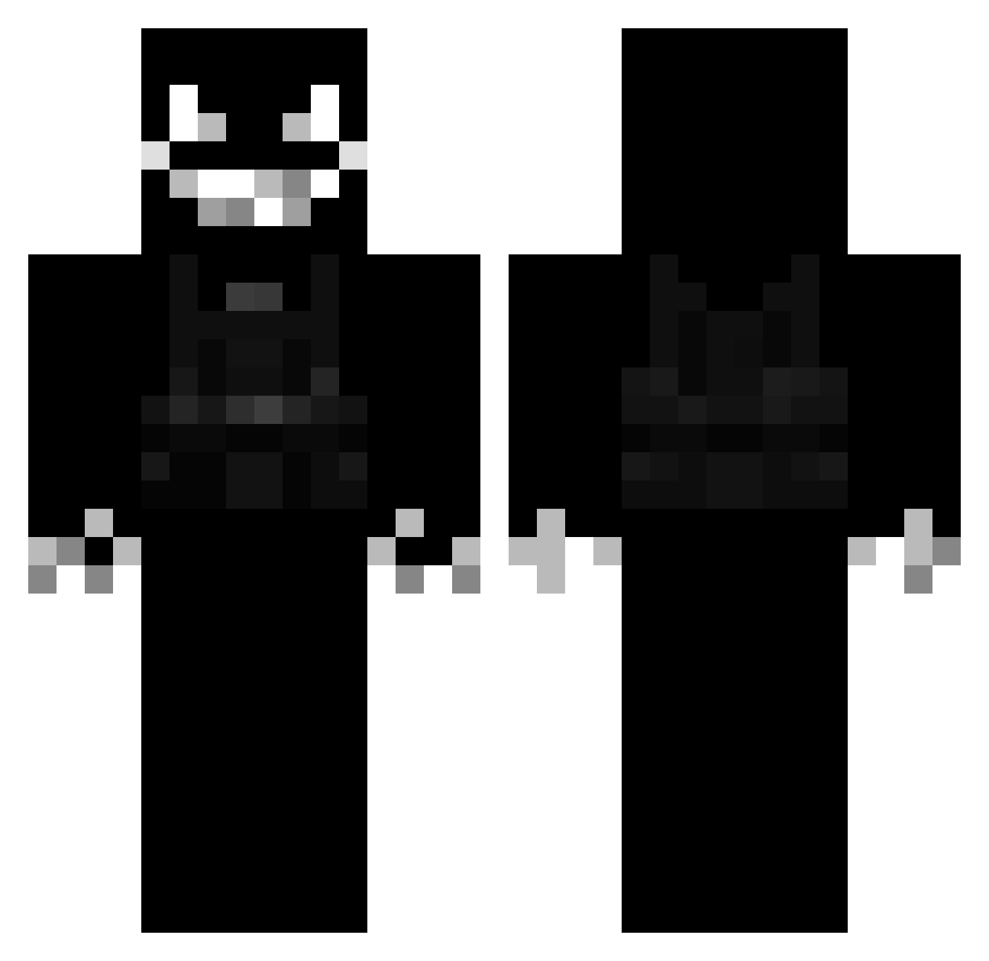 Jenzible Minecraft skin, front and back view