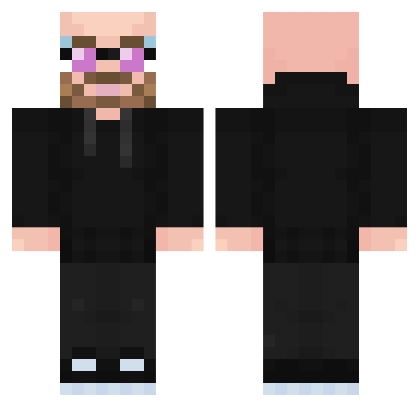 VapingProfessor Minecraft skin, front and back view