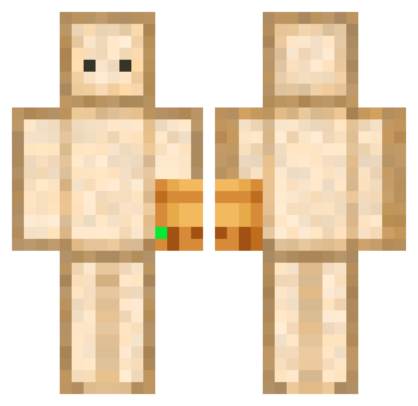 T__O__A__S__T Minecraft skin, front and back view