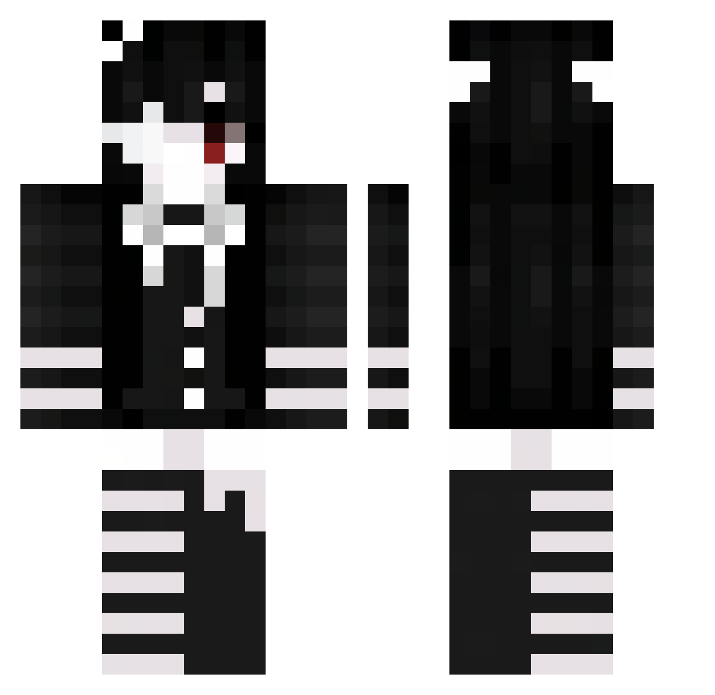 xiocantdie Minecraft skin, front and back view