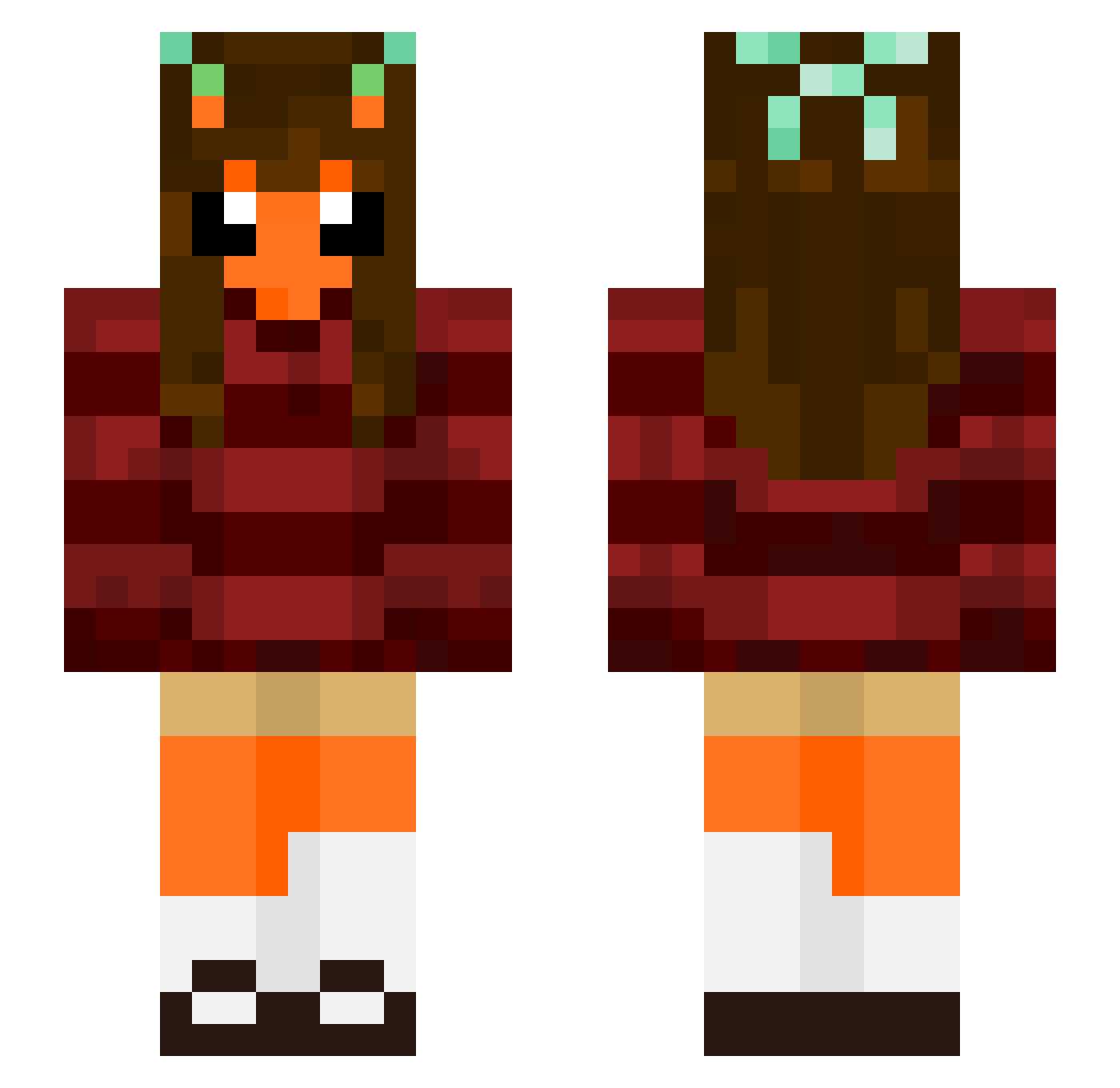 yurelli Minecraft skin, front and back view