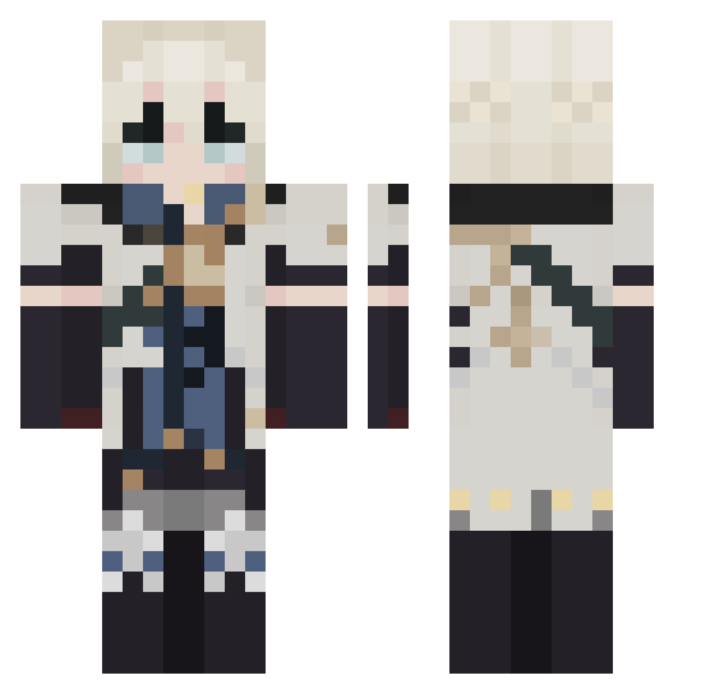 mosstrash Minecraft skin, front and back view